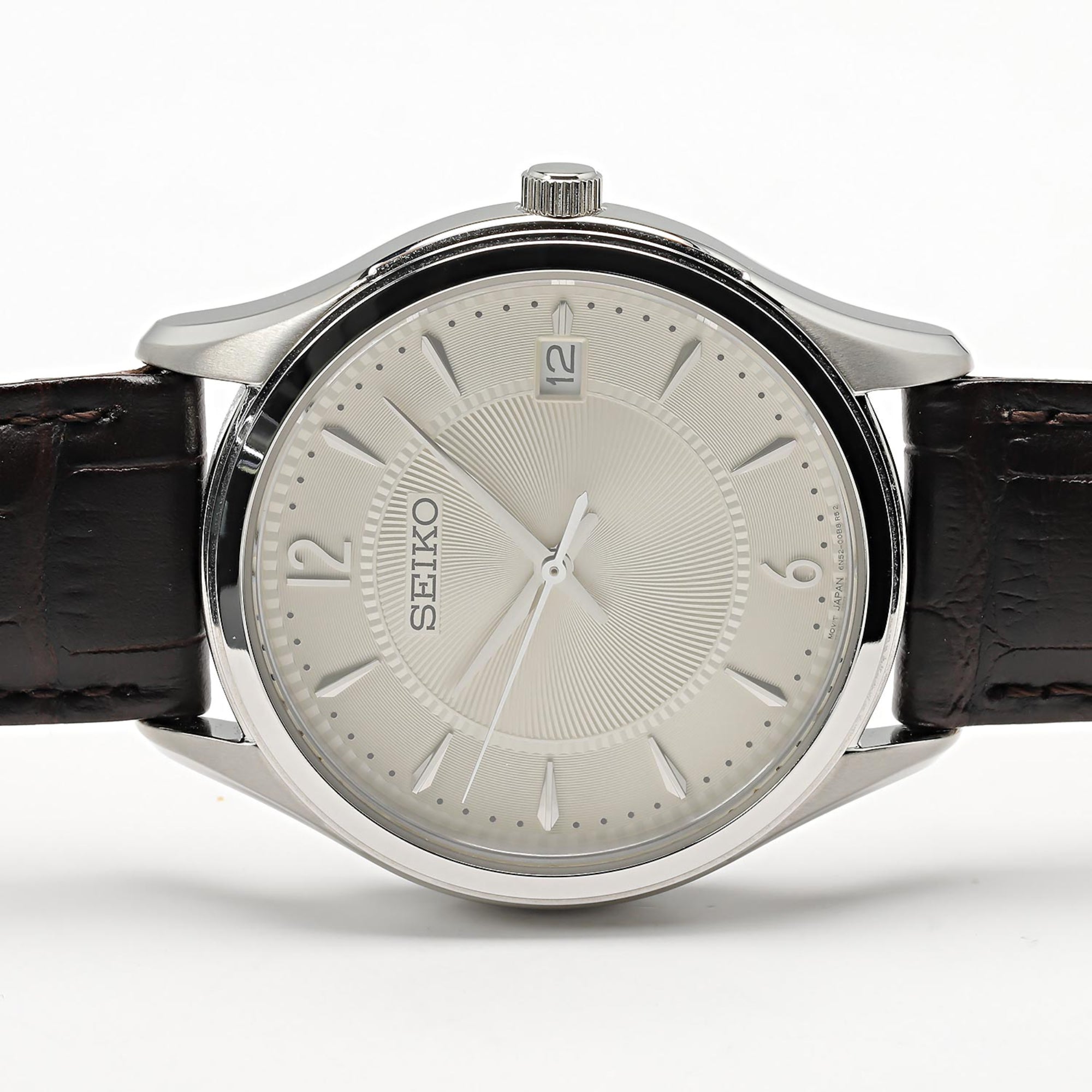 Seiko Conceptual Quartz Ivory Dial Brown Leather Strap Men's Watch SUR421P1