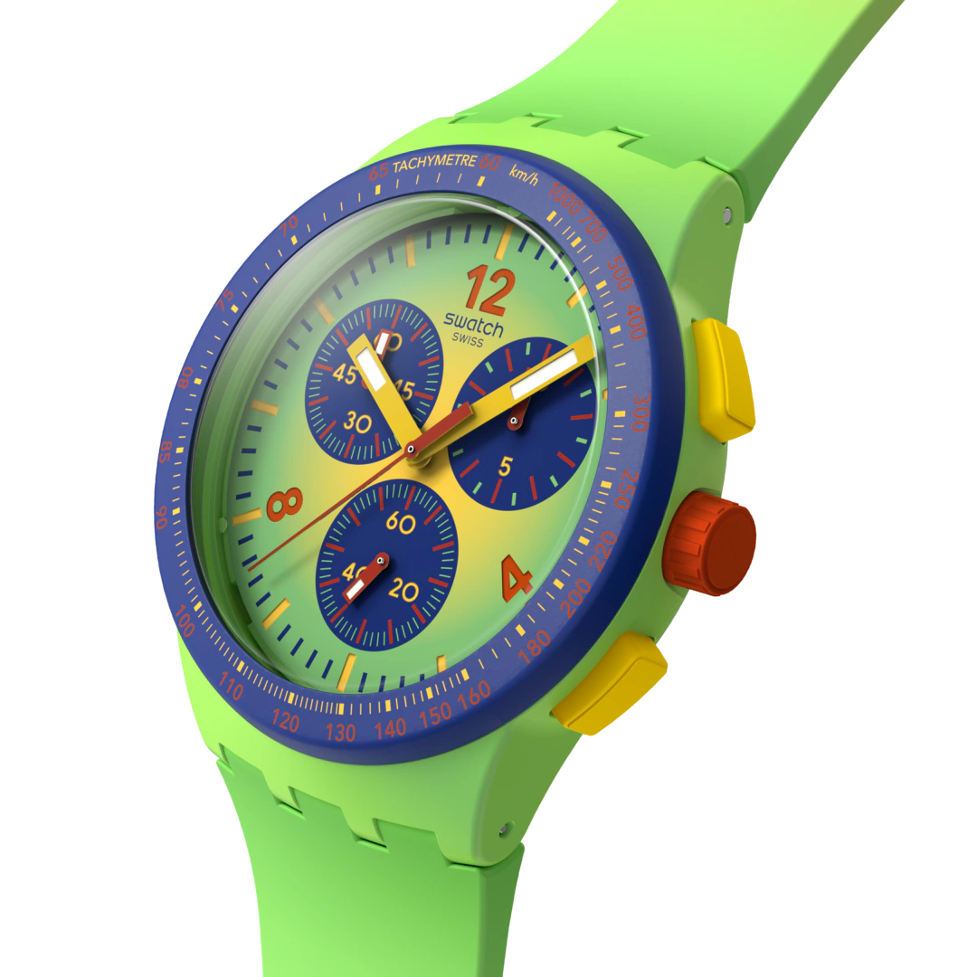 Swatch Flowing Freshly Green Dial Silicone Strap Unisex Watch SUSG101