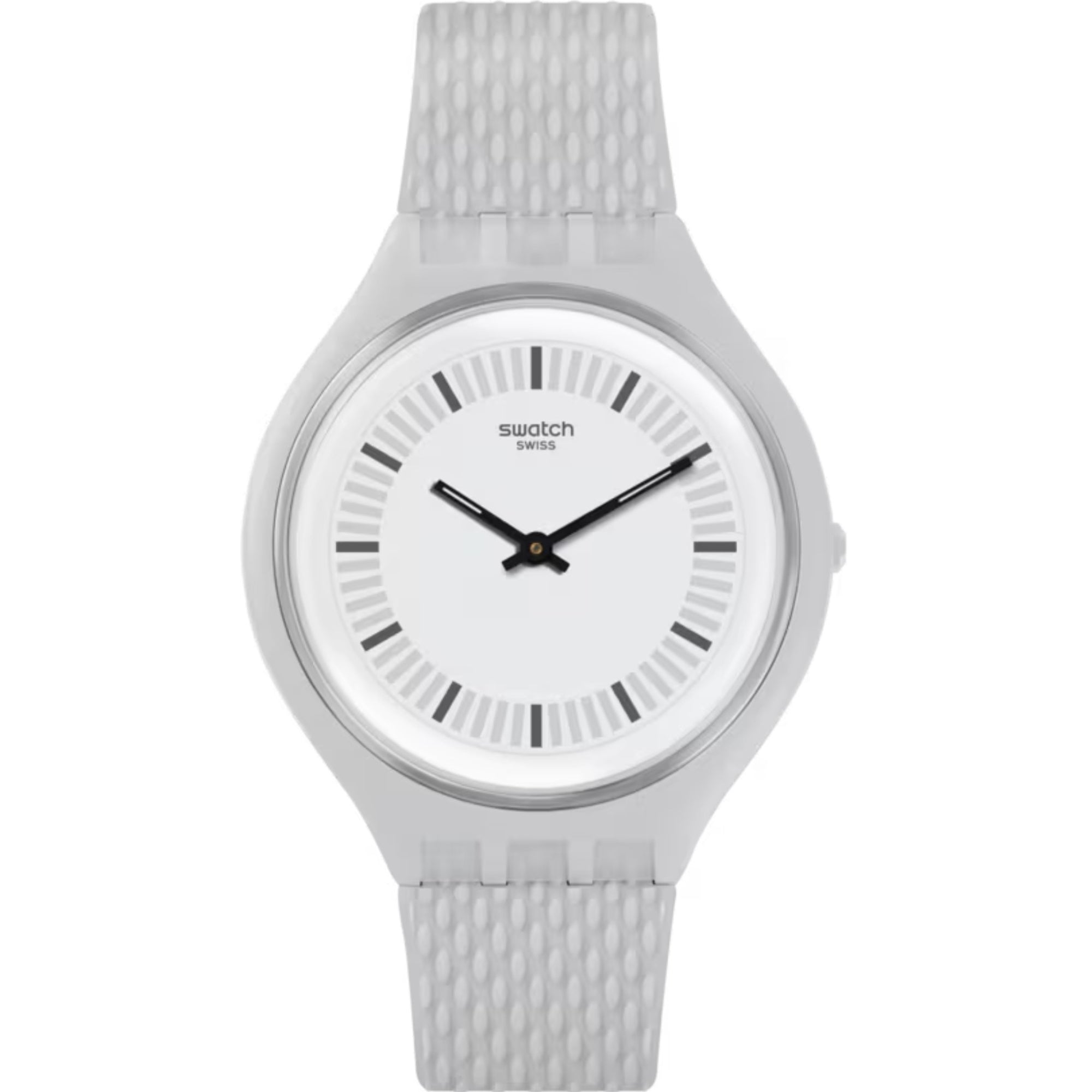 Swatch Skinstructur Grey Plastic Case Silicone Strap Grey Dial Men's Watch SVUM102