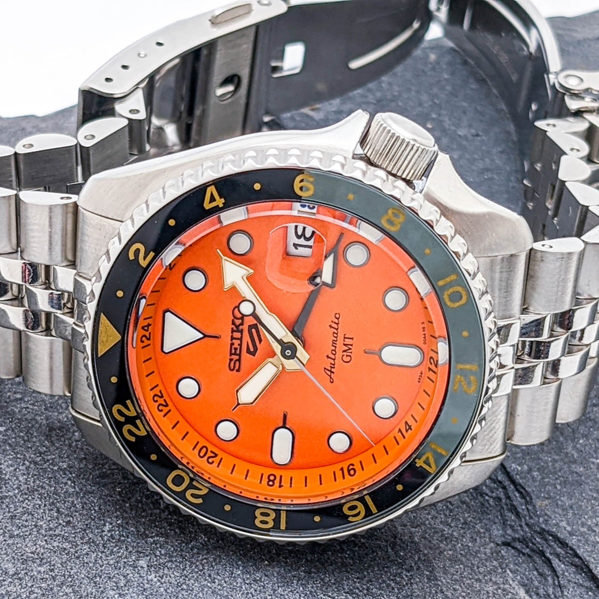 Seiko 5 Sports GMT 'Mikan Orange Dial SKX Re-Interpretation Men's Watch SSK005K1