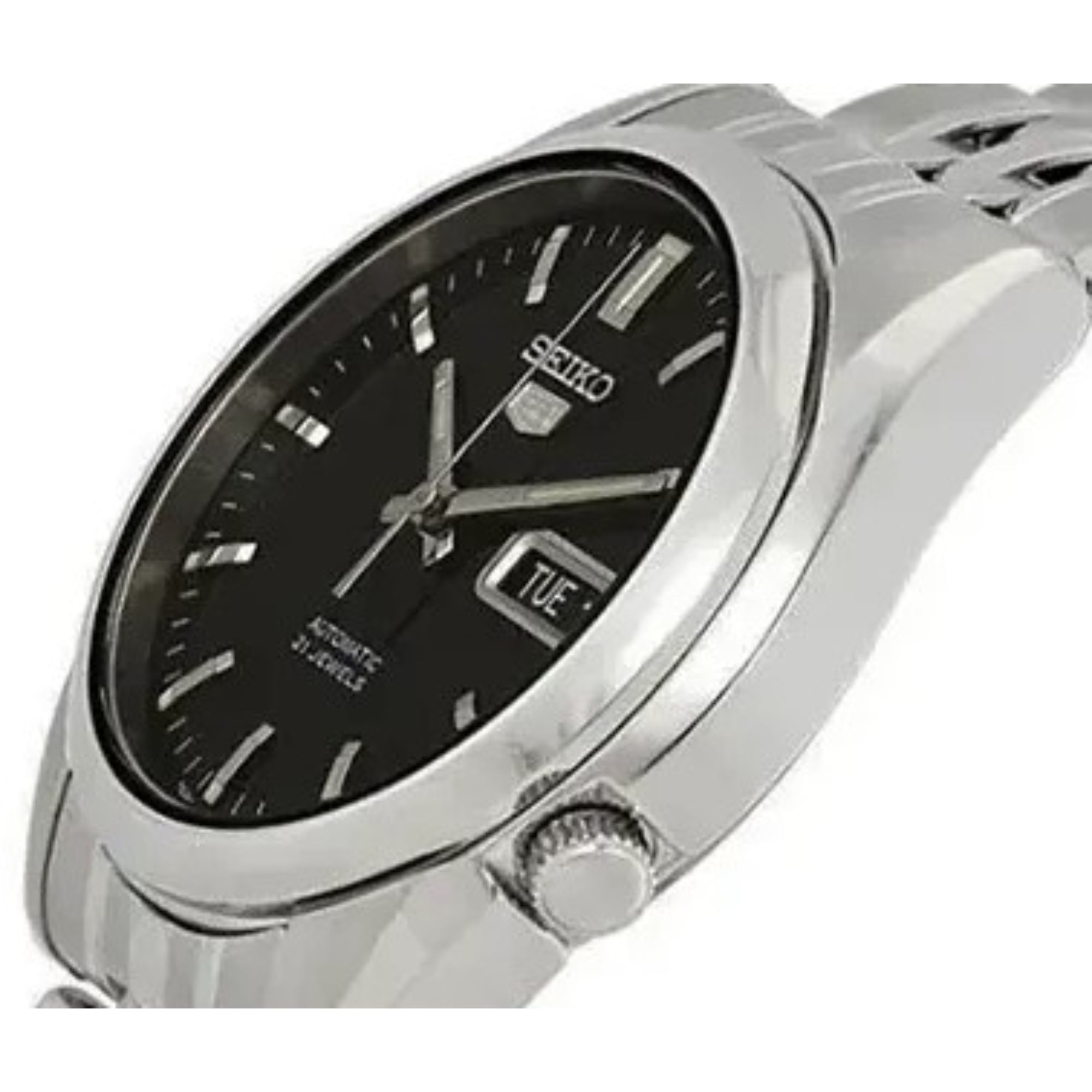 Seiko 5 Automatic Black Dial Stainless Steel Mens Watch SNK361K1