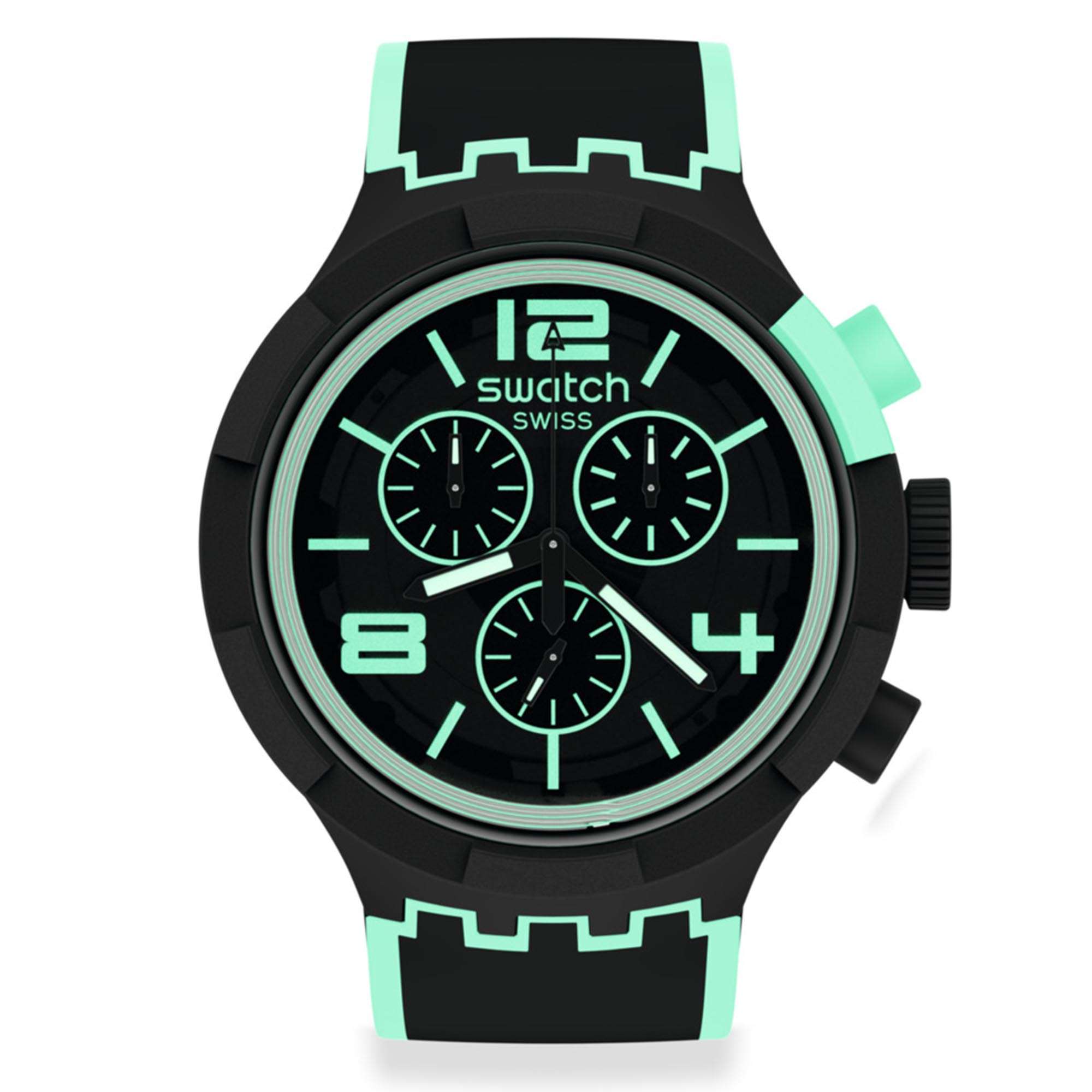 Swatch SwatchPAY! GreenPaysPAY! Quartz Black Dial Black Silicone Strap Men's Watch SB02B100-5300