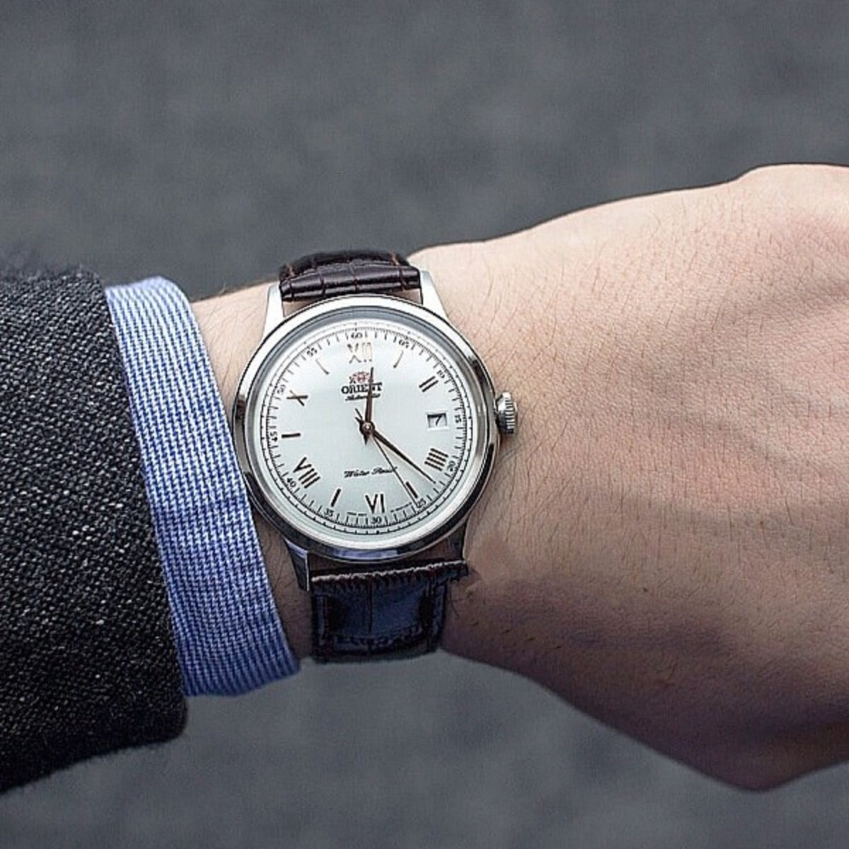 Orient Bambino Version 2 Automatic White Dial Leather Strap Men’s Watch TAC00008W0