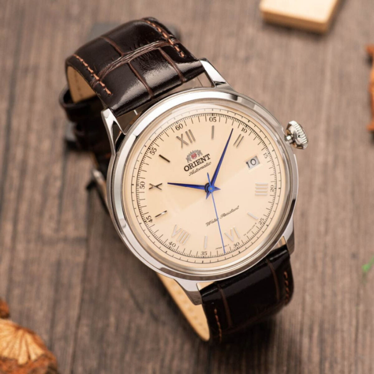 Orient Bambino II Classic Vintage Style Automatic Champagne Dial Leather Strap Men’s Dress Watch TAC00009N0