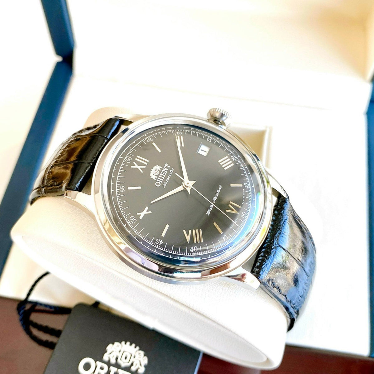 ORIENT Classic Bambino 2nd Generation Version 2 Automatic Black Dial Leather Strap Men's Watch TAC0000AB0