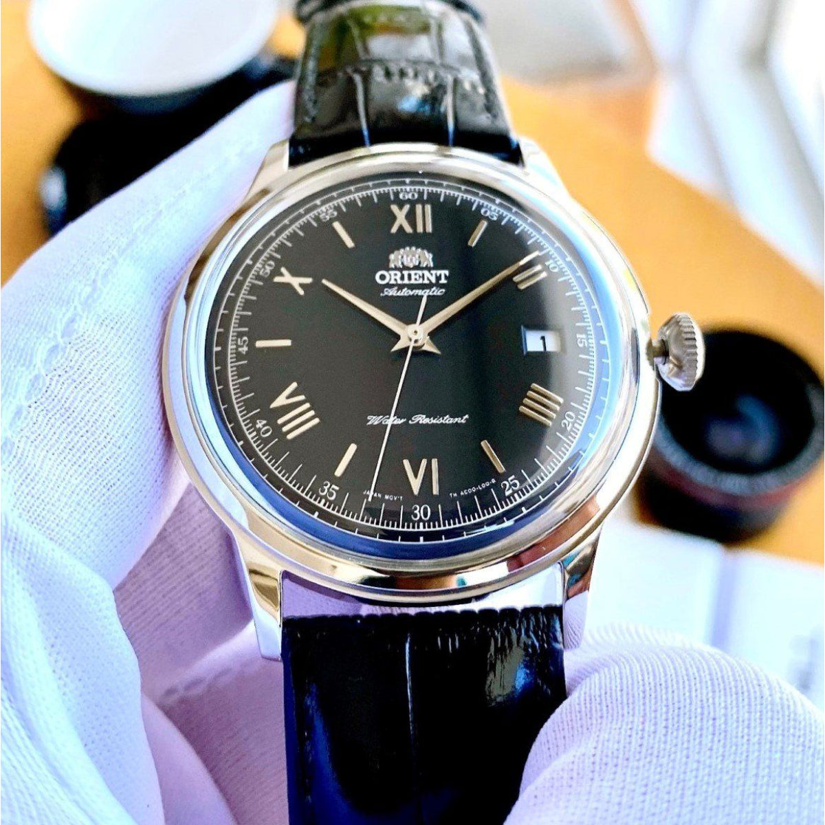 ORIENT Classic Bambino 2nd Generation Version 2 Automatic Black Dial Leather Strap Men's Watch TAC0000AB0