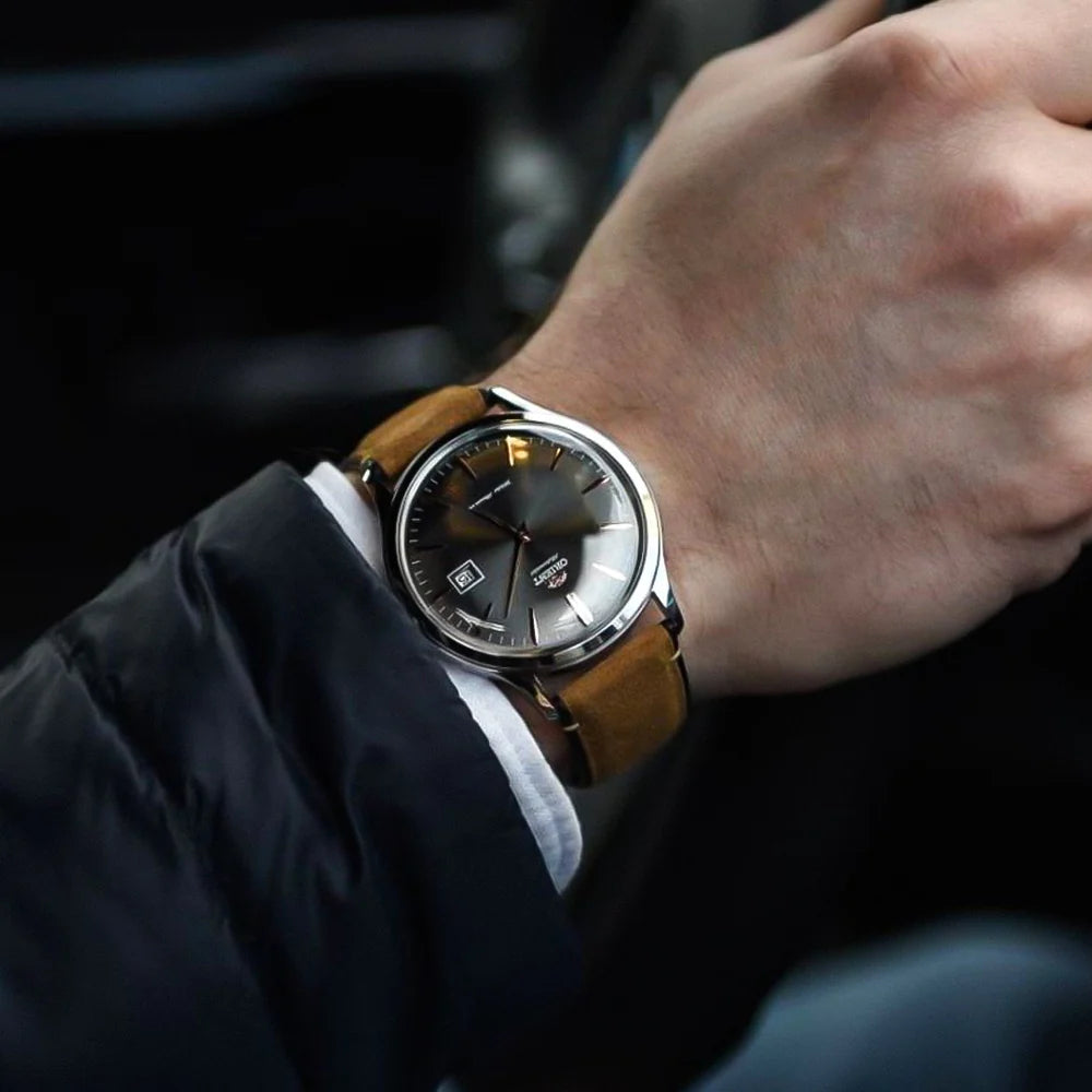 Orient Bambino Version 4 Classic Vintage Style Grey Dial Leather Strap Men’s Dress Watch TAC08003A0