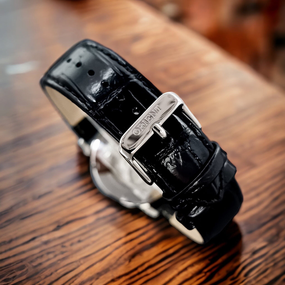 Orient Contemporary Open Heart Automatic Black Dial Leather Strap Men’s Watch TAG02004B0