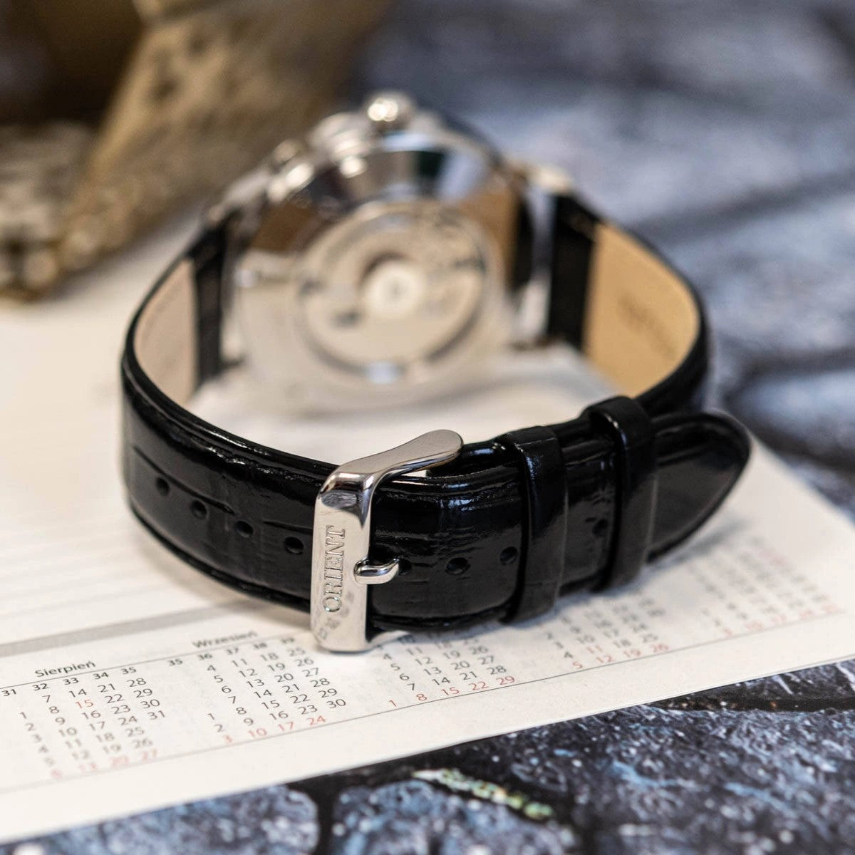 Orient Contemporary Open Heart Automatic Black Dial Leather Strap Men’s Watch TAG02004B0