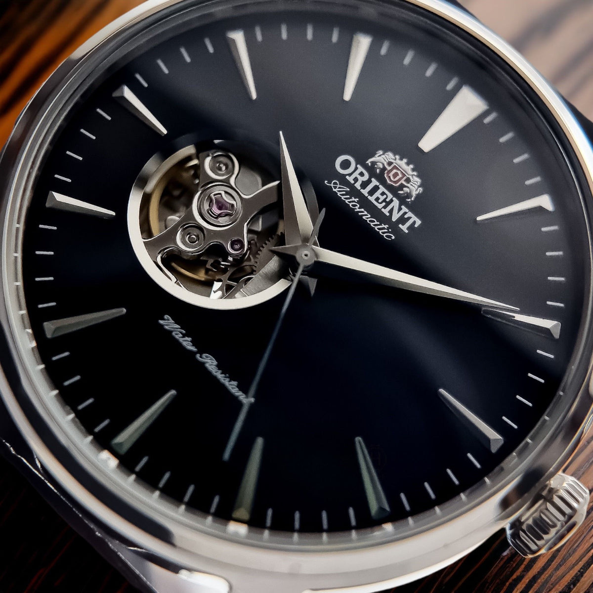 Orient Contemporary Open Heart Automatic Black Dial Leather Strap Men’s Watch TAG02004B0