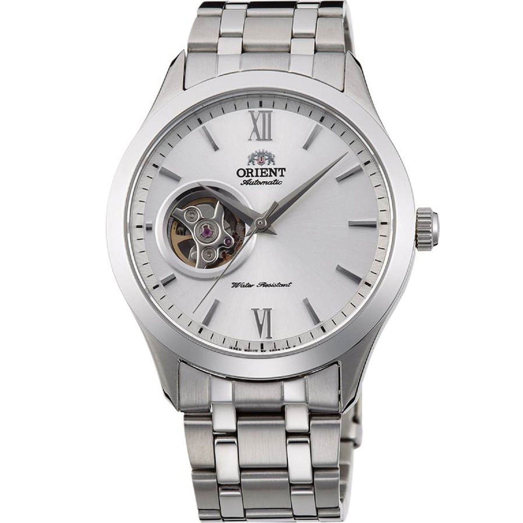 Orient Golden Eye II Contemporary Open Heart Silver Dial Steel Strap Men's Watch TAG03001W0