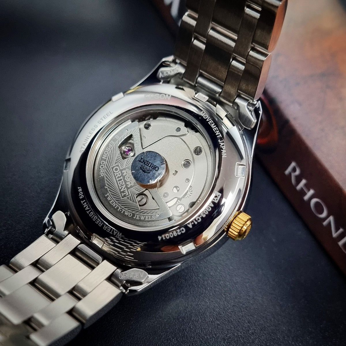 Orient Contemporary Open Heart Black Dial Steel Strap Men's Watch TAG03002B0