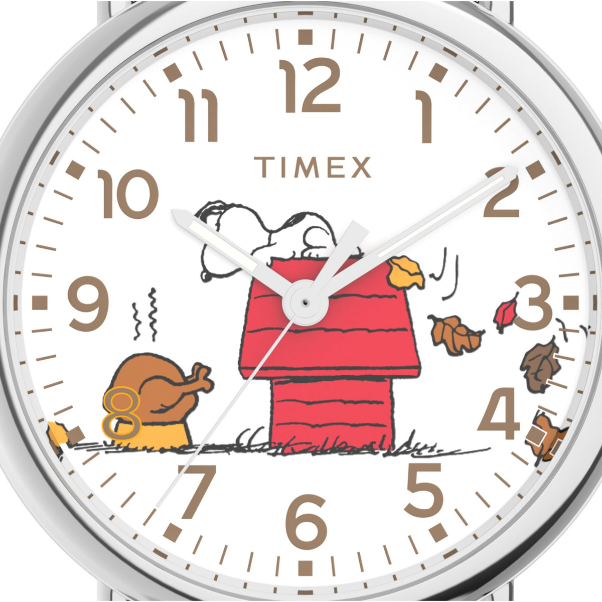 Timex X Peanuts Thanksgiving Quartz White Dial Leather Strap Unisex Watch TW2W44300