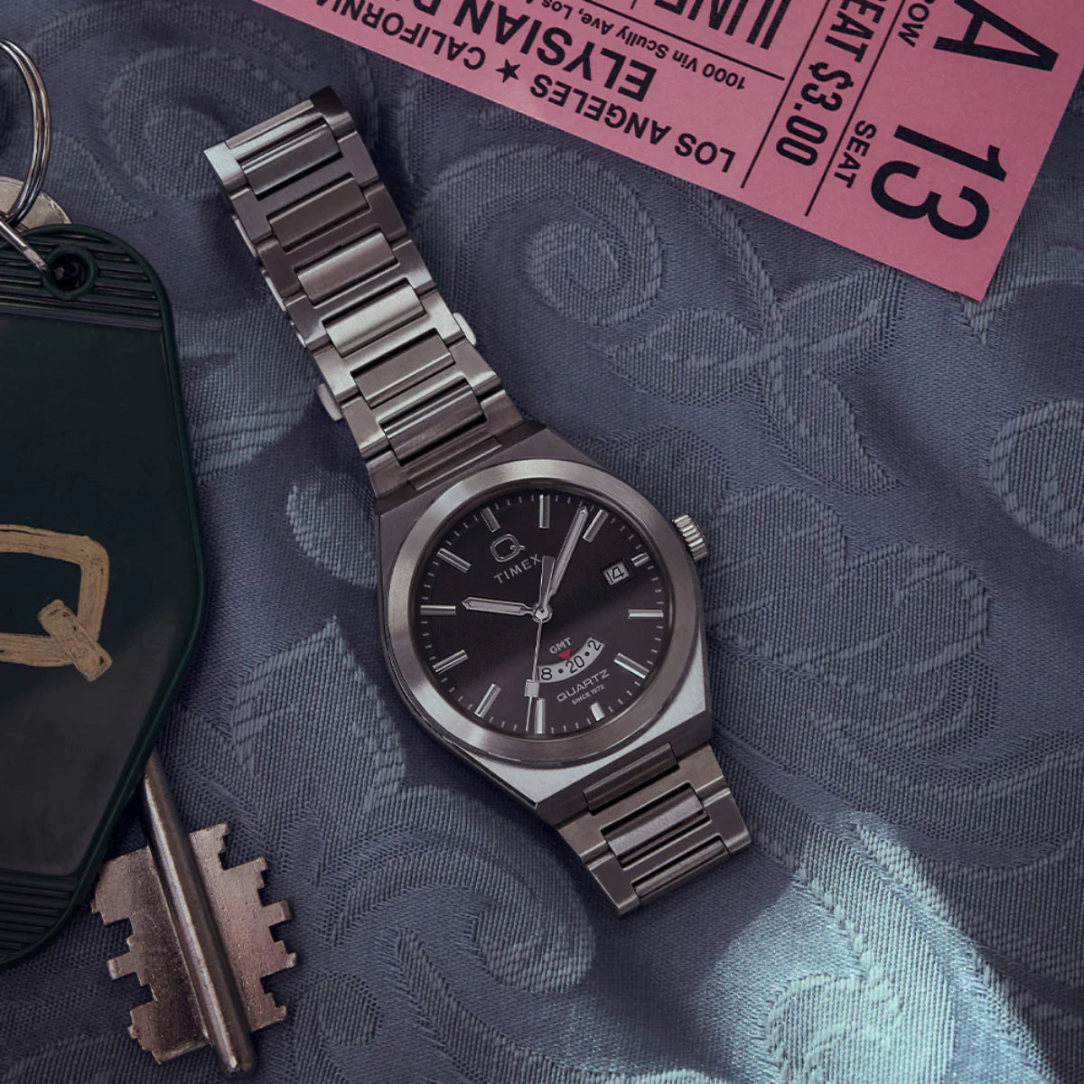 Timex Continental GMT Black Dial Steel Strap Men's Watch TW2Y12100