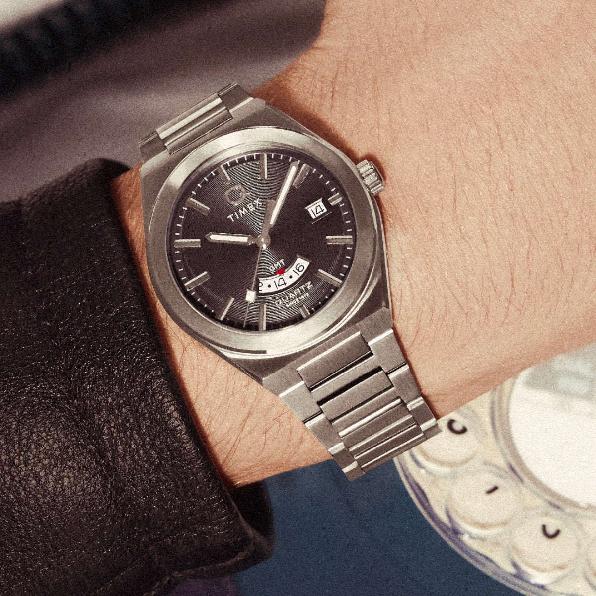 Timex Continental GMT Black Dial Steel Strap Men's Watch TW2Y12100