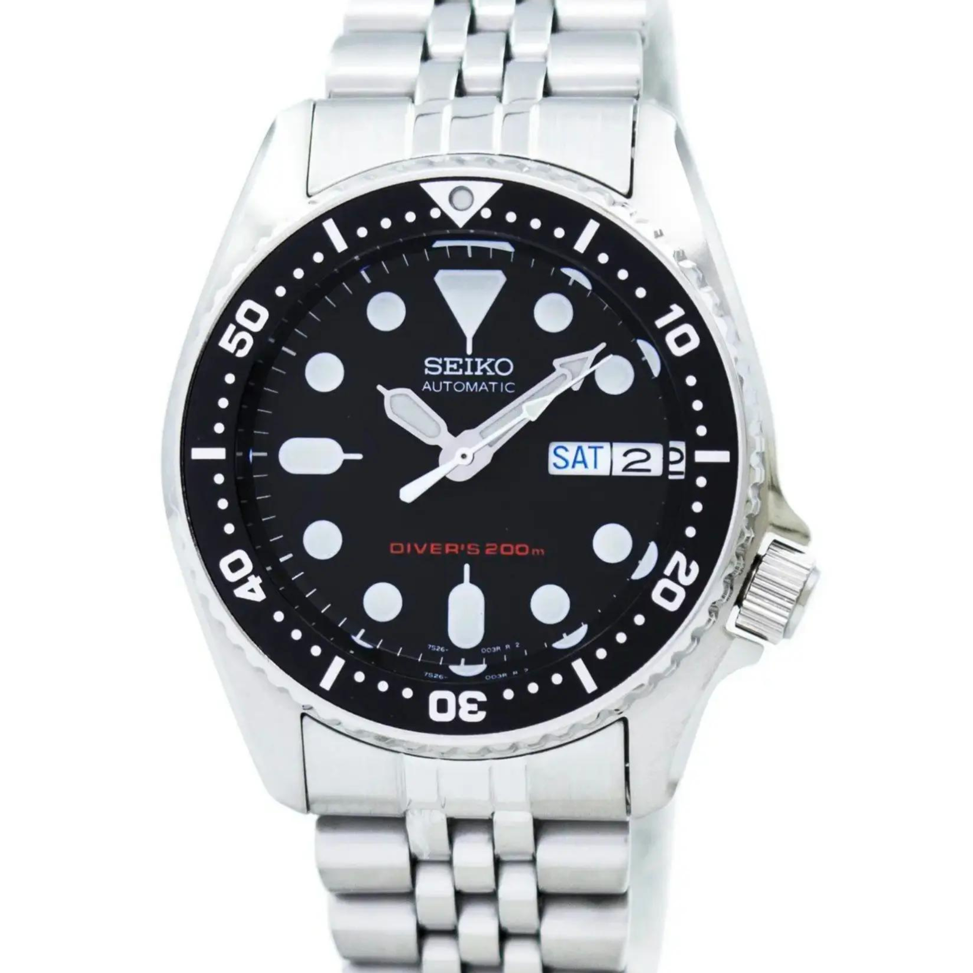 Seiko Divers Automatic Black Dial Stainless Steel Jubilee Bracelet Men's Watch SKX013K2 - WatchNation