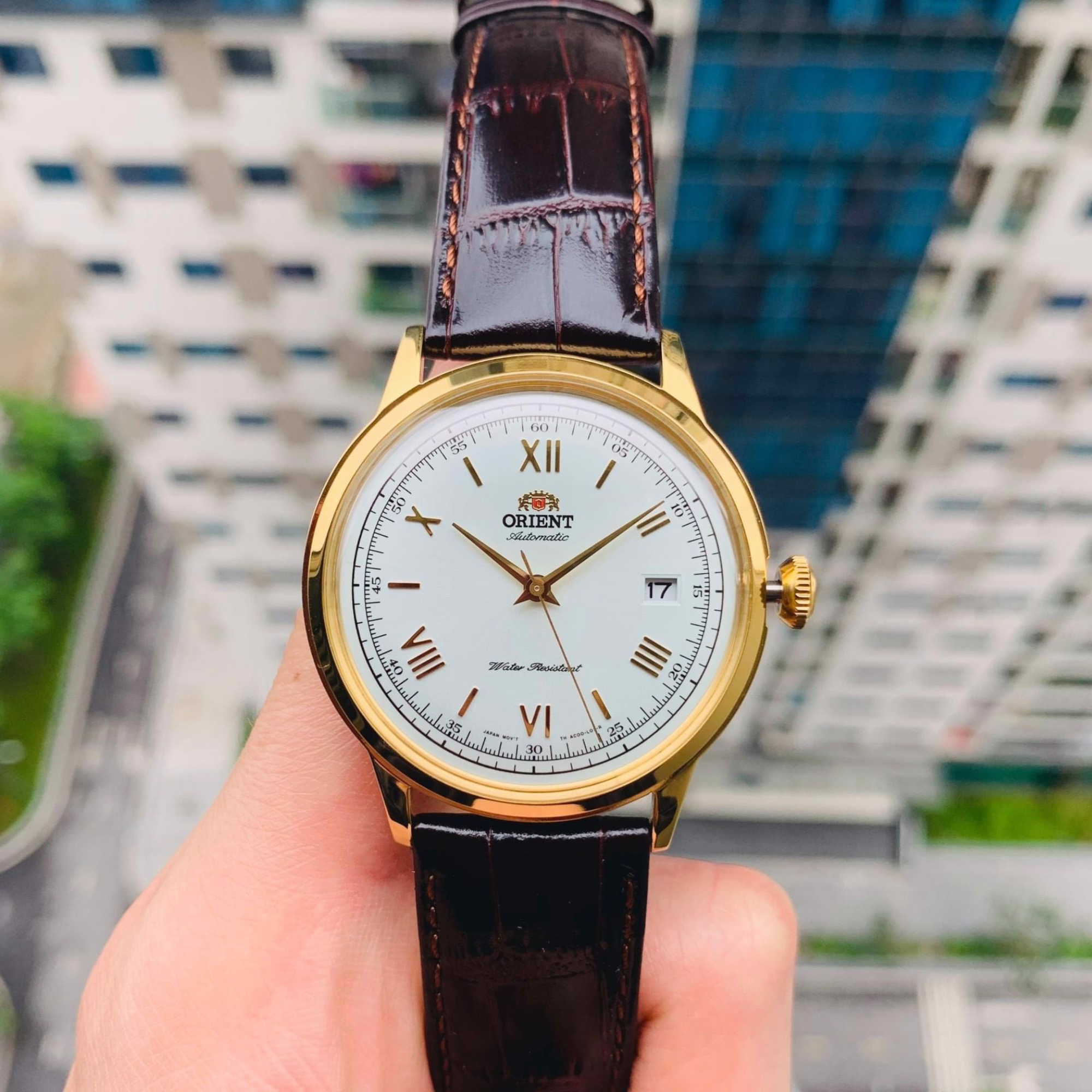 Orient Bambino 40.5mm White Dial Leather Mens Automatic Watch FAC00007W0
