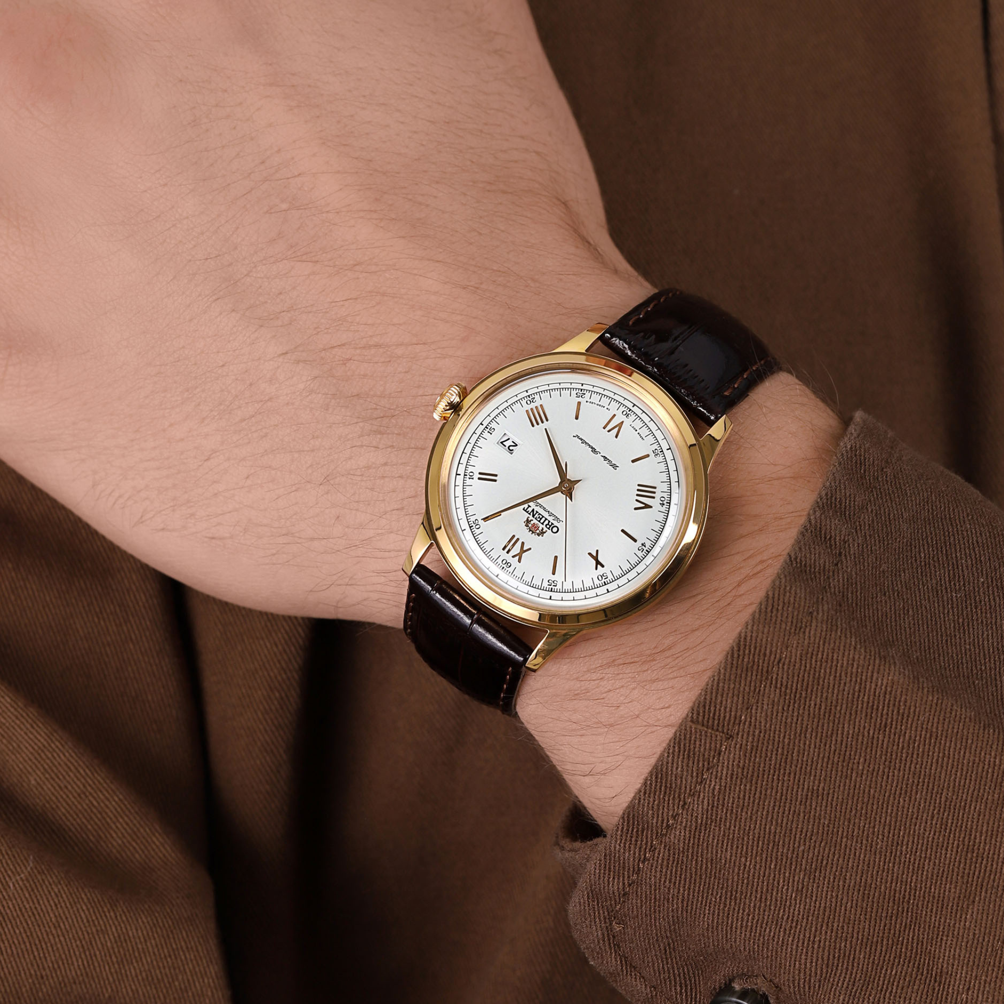 Orient Bambino 40.5mm White Dial Leather Mens Automatic Watch FAC00007W0