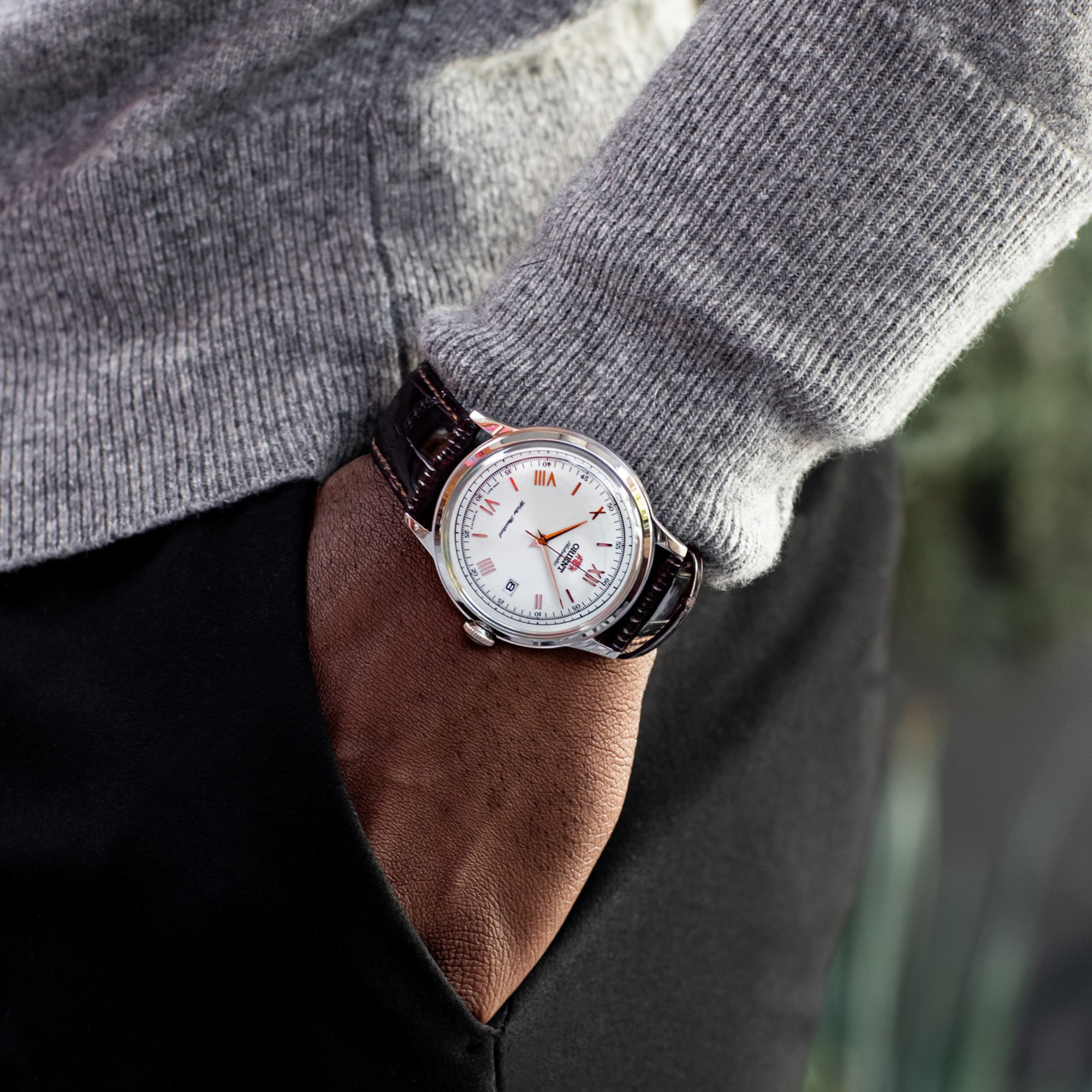 Orient Bambino (40.5mm) Automatic White Dial Black Leather Strap Men’s Watch FAC00008W0