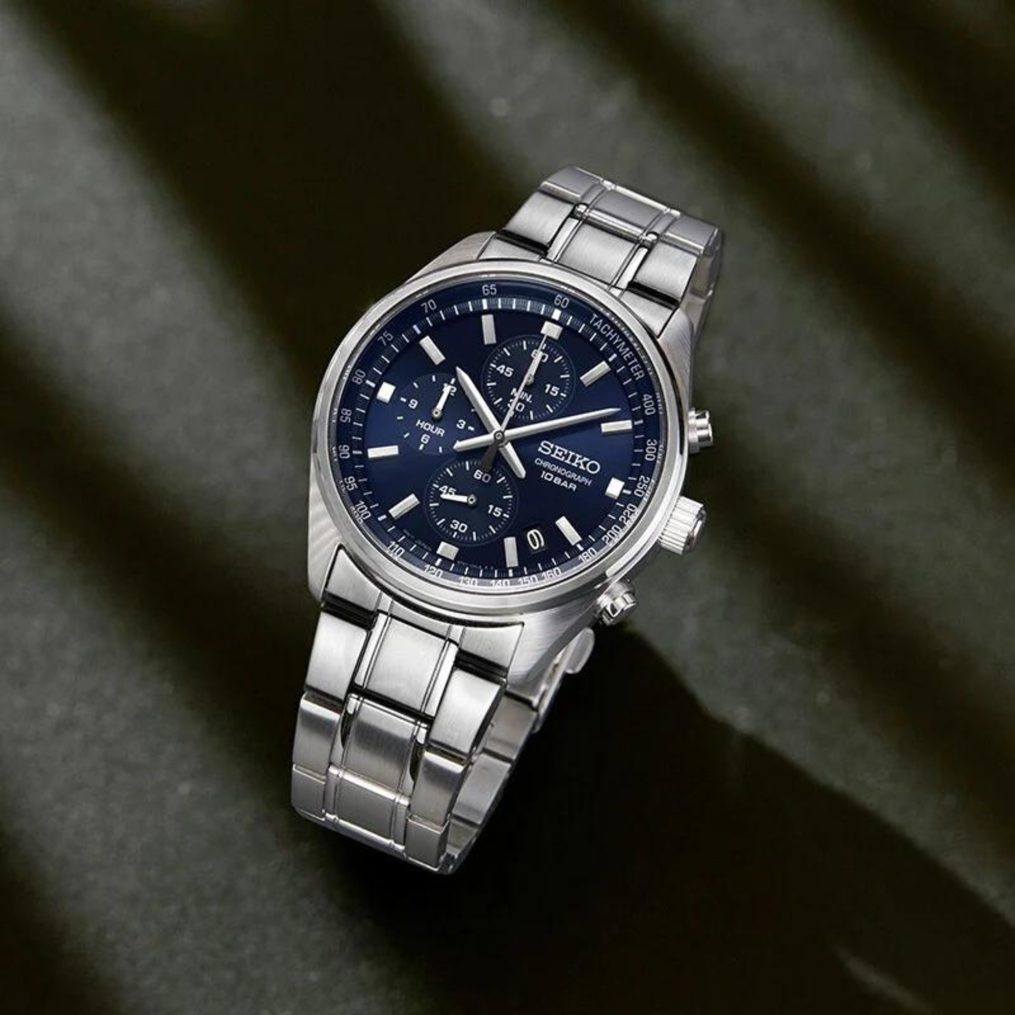 Seiko Conceptual Quartz Chronograph Blue Dial Steel Strap Men’s Watch SSB377P1