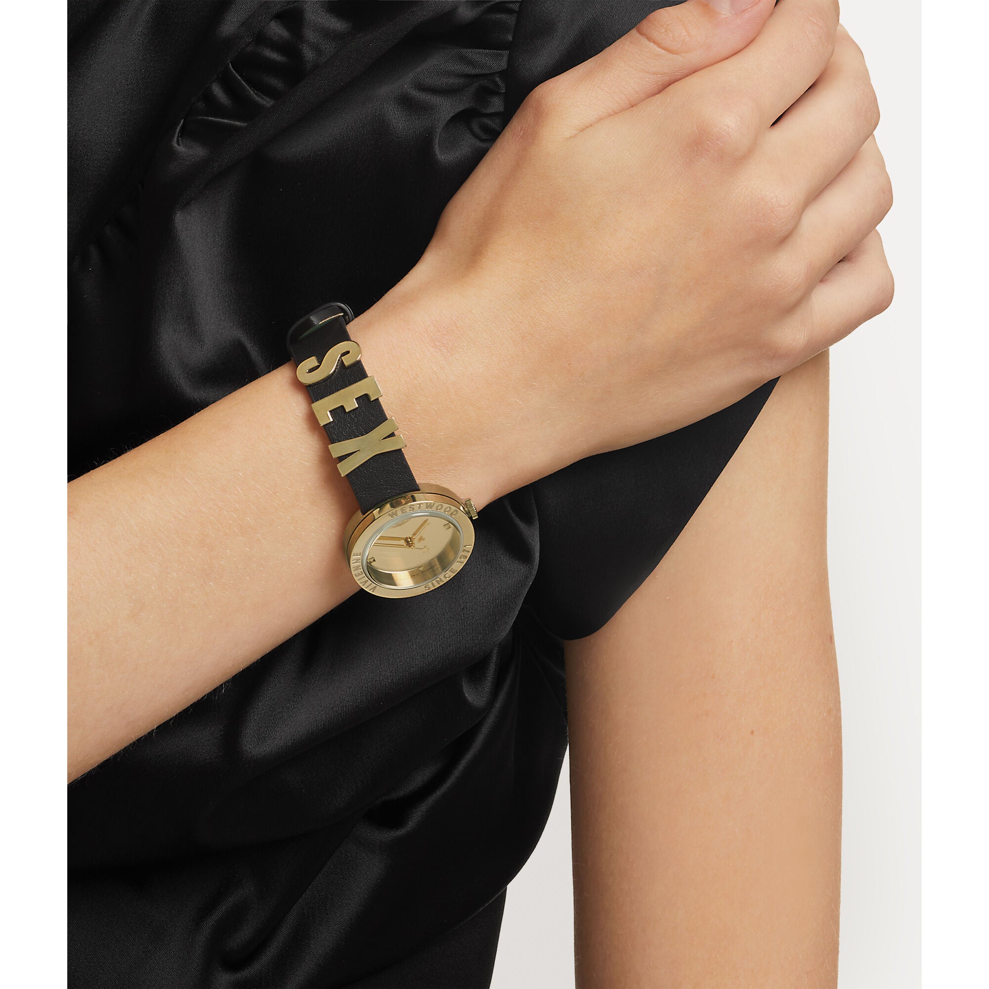 Vivienne Westwood Rebel Gold Dial Leather Strap Women's Watch VV303BKGD