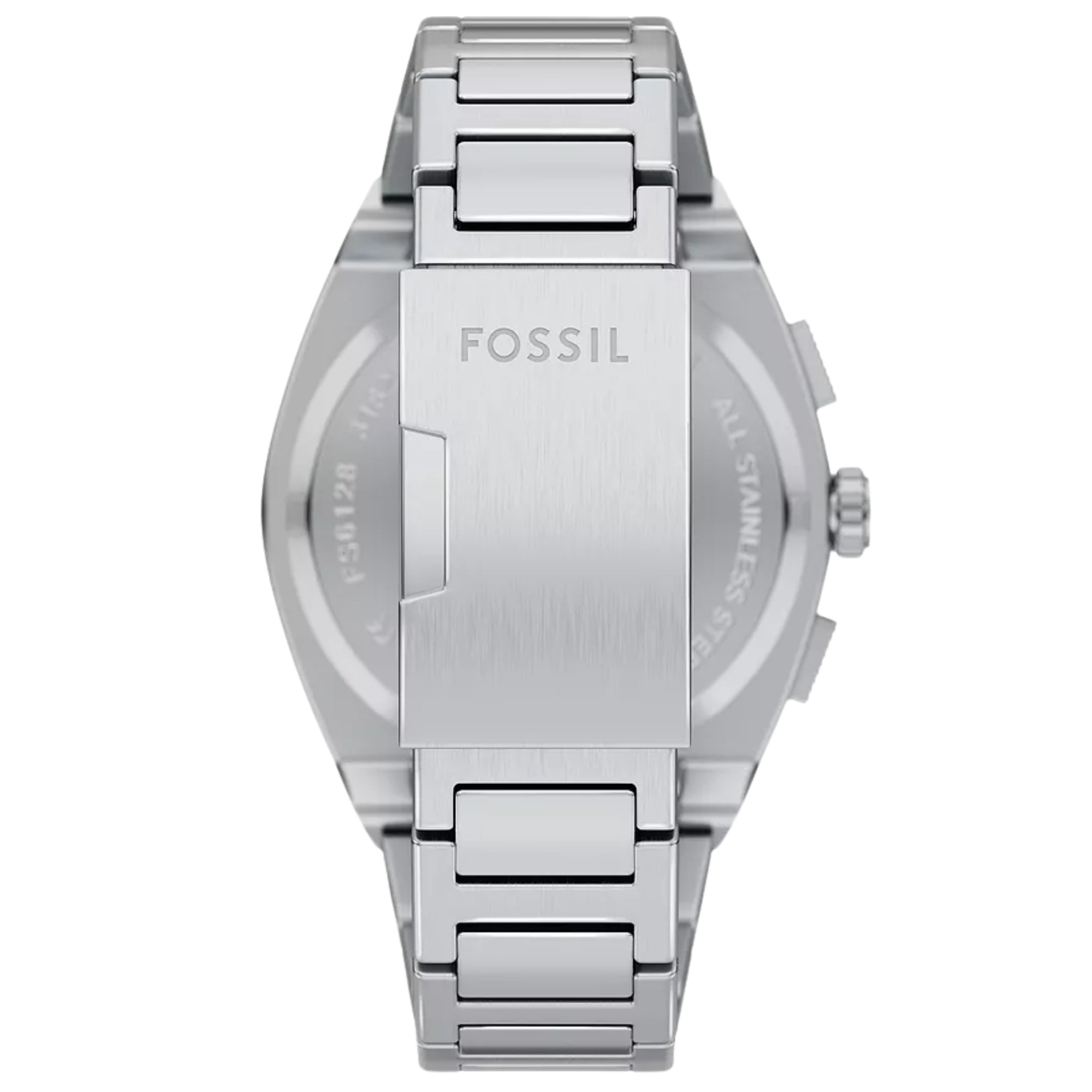 Fossil Everett FS6128 stainless steel clasp with engraved Fossil logo back view