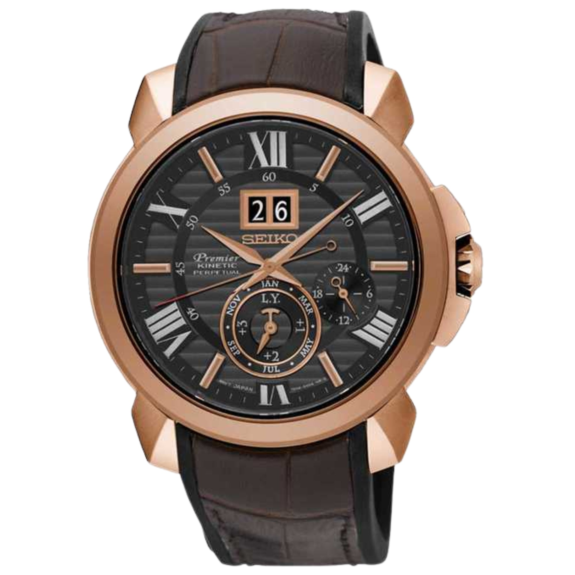 Seiko Premier Kinetic Perpetual Novak Djokovic Sonderedition Schwarzes Zifferblatt Herren Uhr SNP146P1