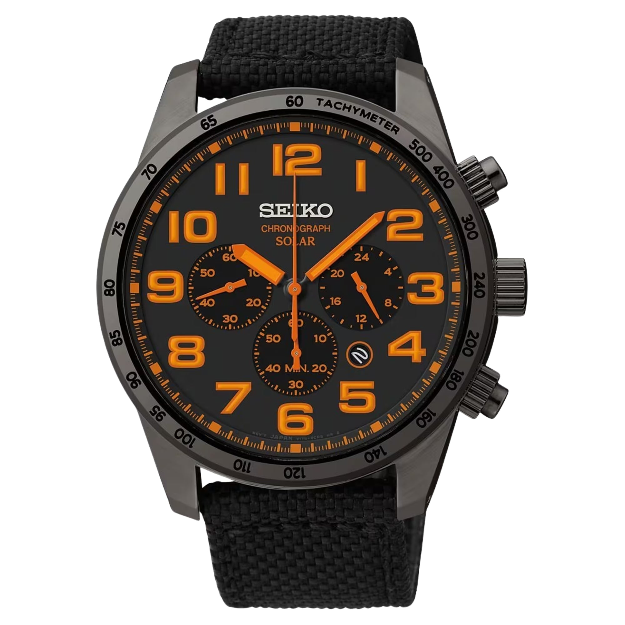 Seiko Herren SSC233 Sport Solar gebürstete braune Edelstahl Uhr mit schwarzem Zifferblatt SSC233P9