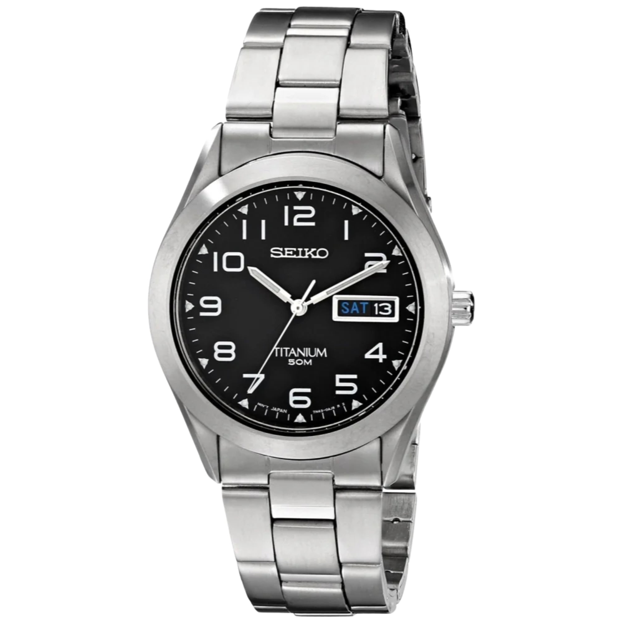 Seiko Quartz Titanium Black Dial Men’s Watch SGG711