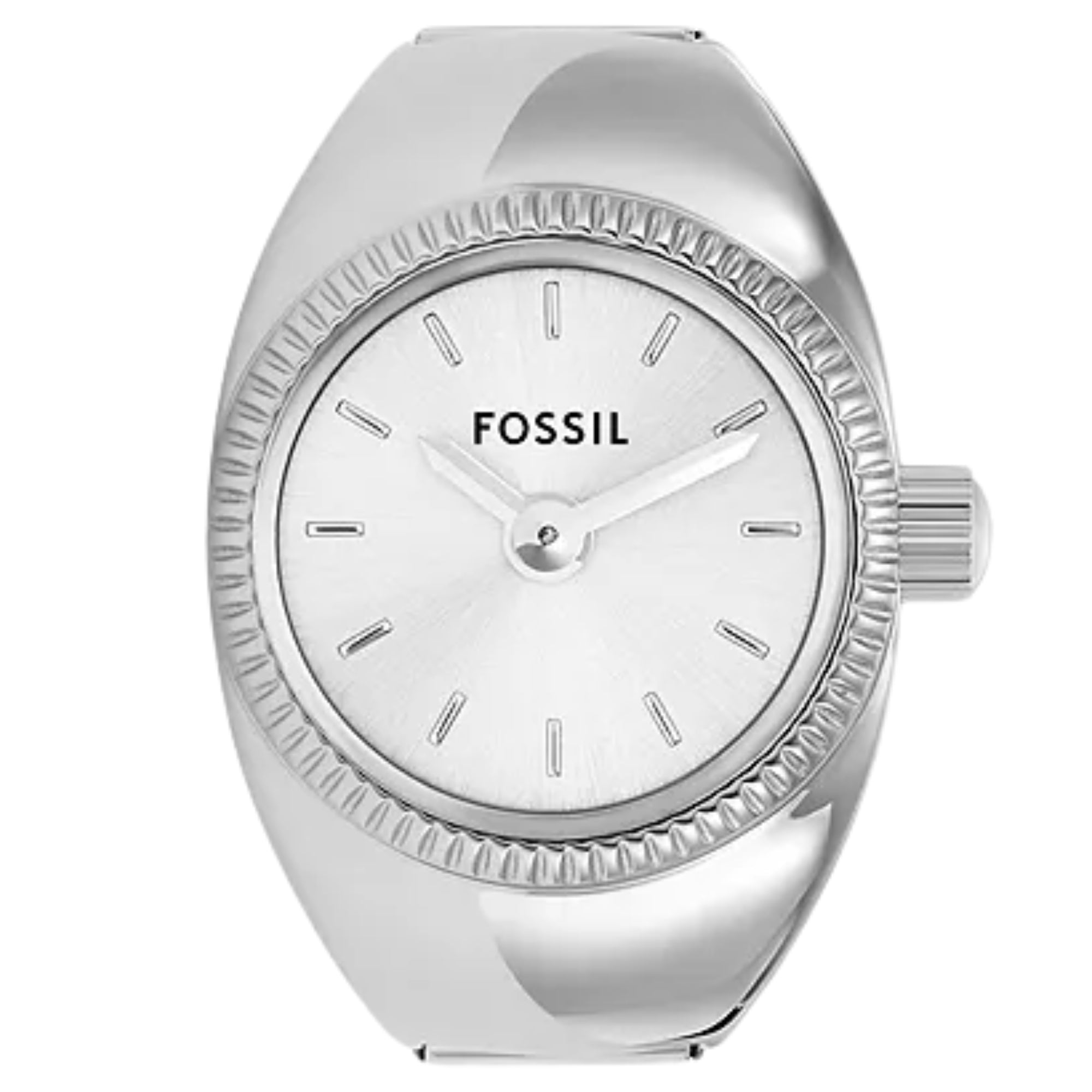 Fossil 15mm White Dial Steel Ladies Quartz Ring Watch ES5245