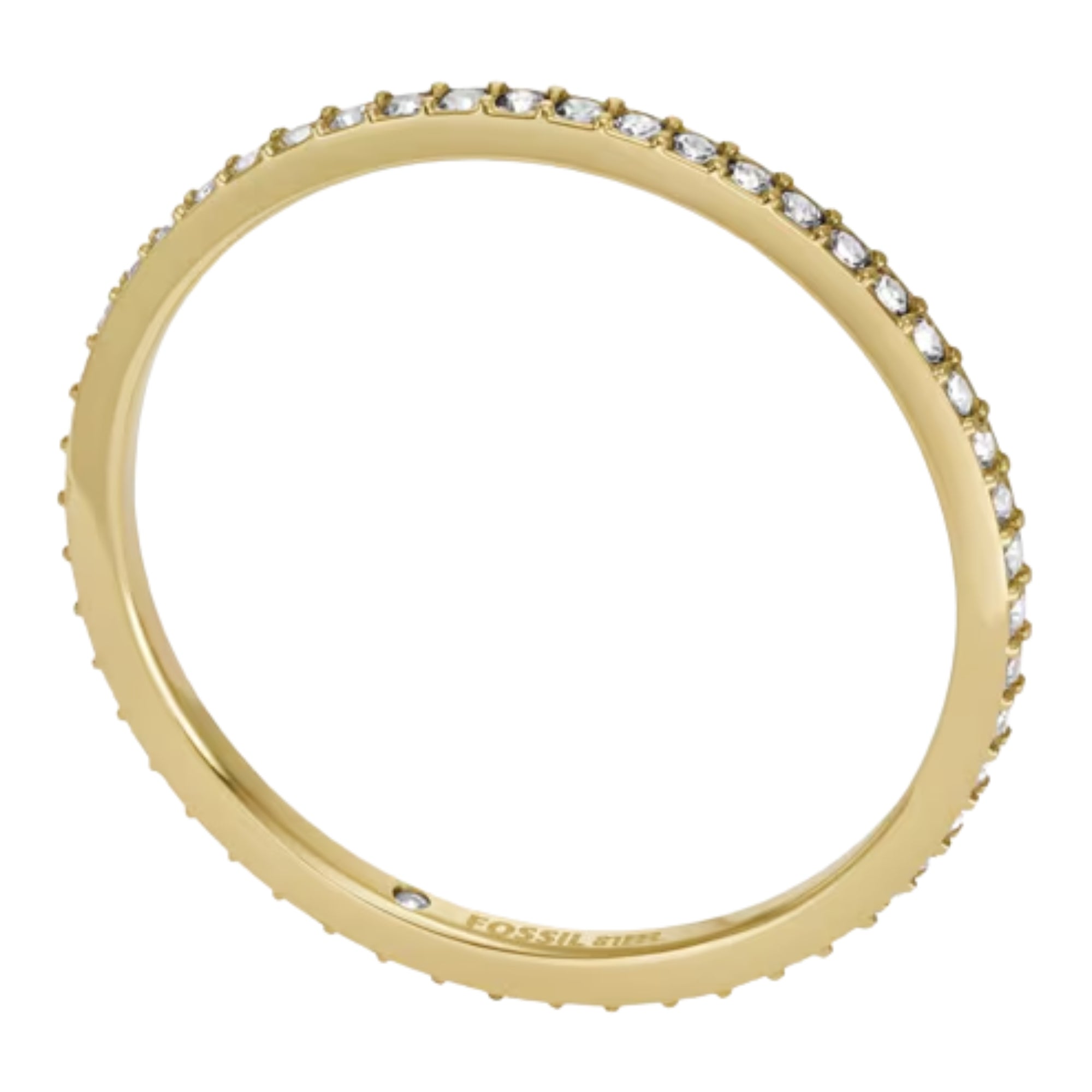 Fossil Ellis Pavé Glitz Gold-Tone Stainless Steel Band Women's Ring JF04686710