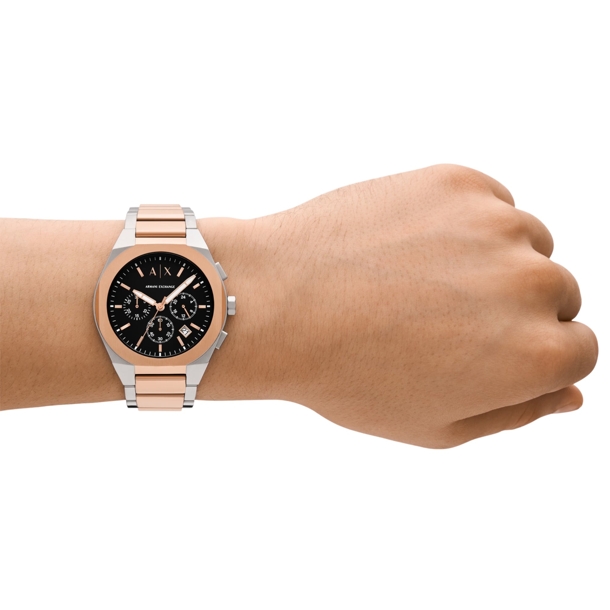 Armani Exchange Sync 42mm Chronograph Black Dial Steel Mens Quartz Watch AX4181