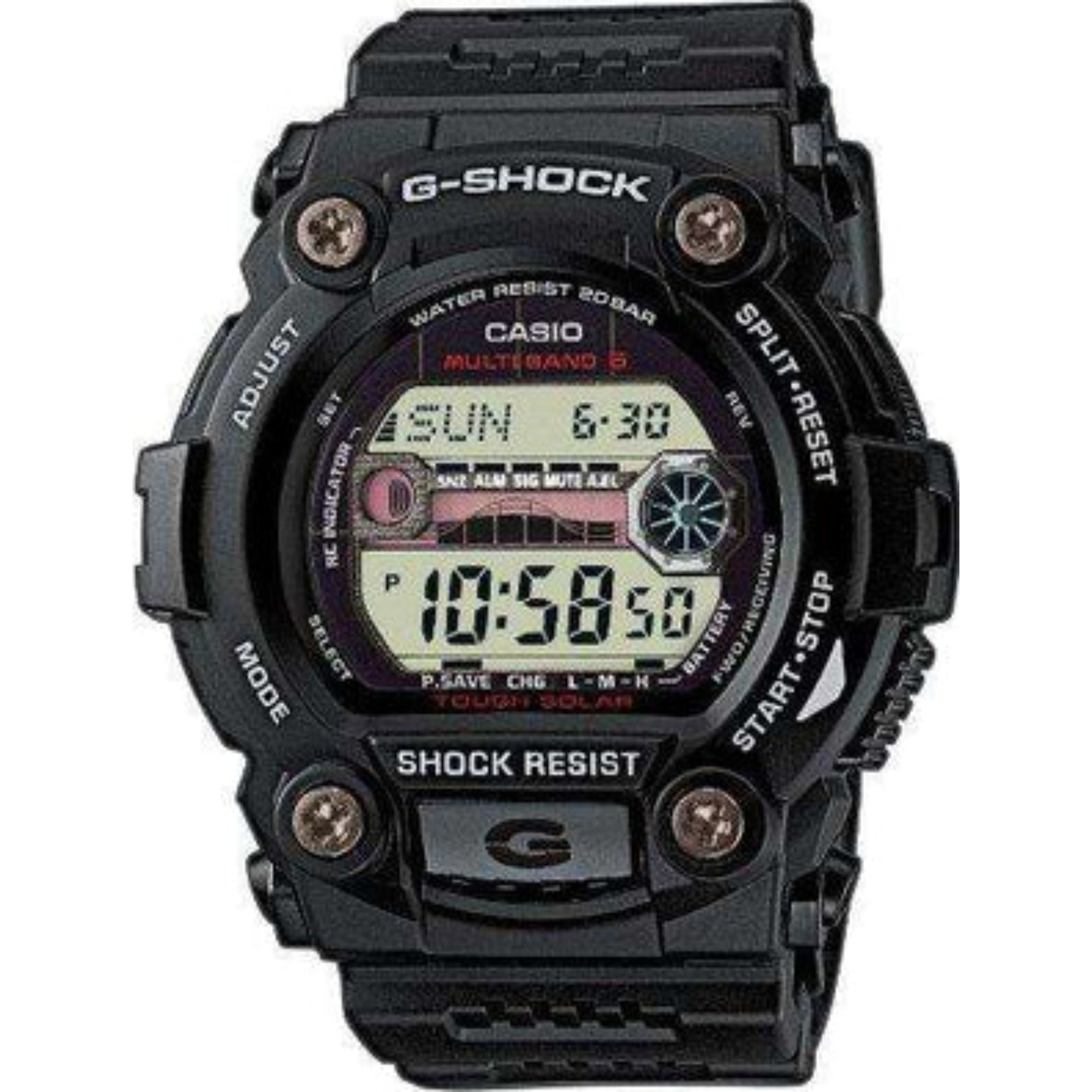 Casio G-Shock G-Rescue Black Resin Digital Tough Solar Alarm Chronograph Men's Watch GW-7900-1ER