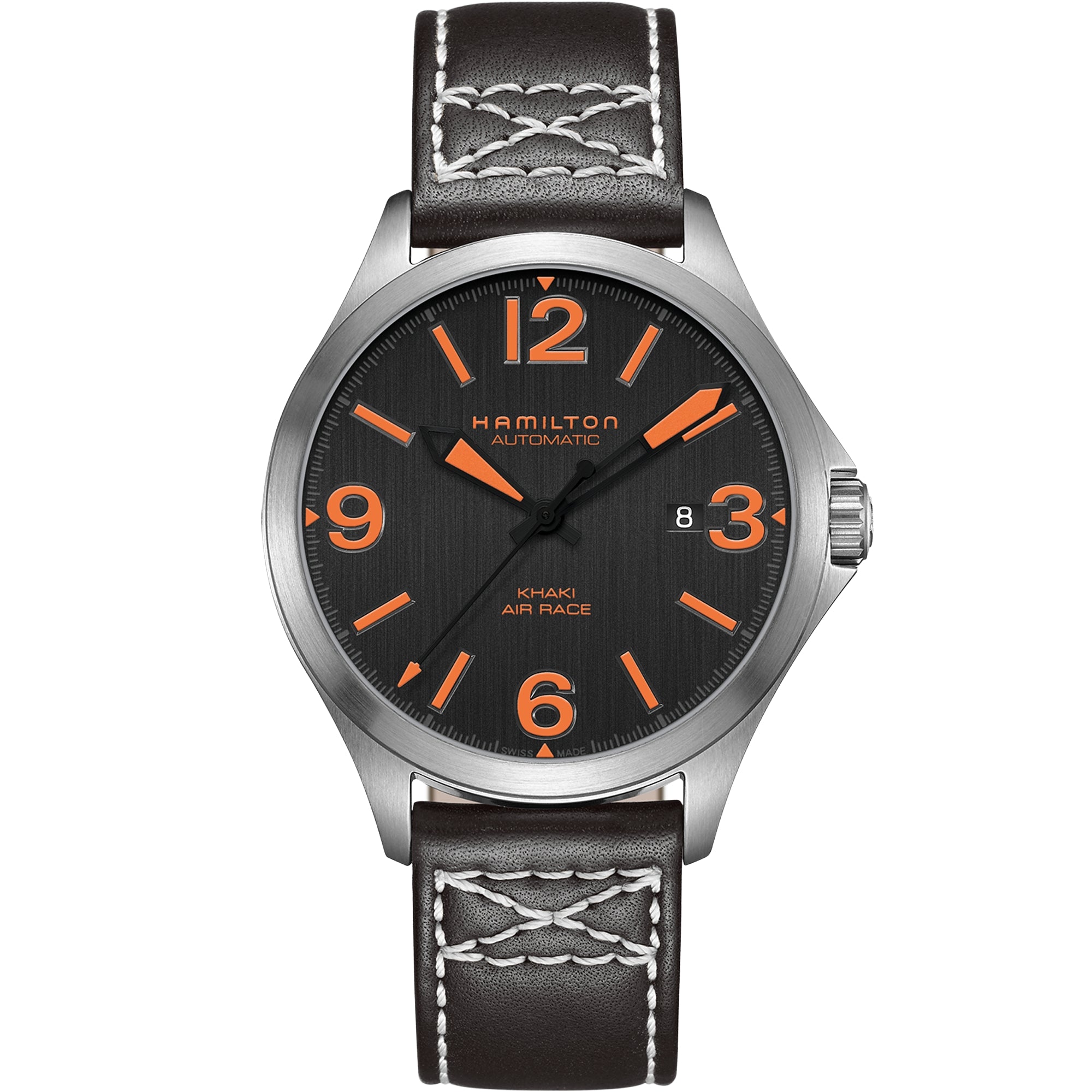 Hamilton Khaki Aviation 42mm Red Bull Air Race Black Dial Leather Mens Automatic Watch H76535731
