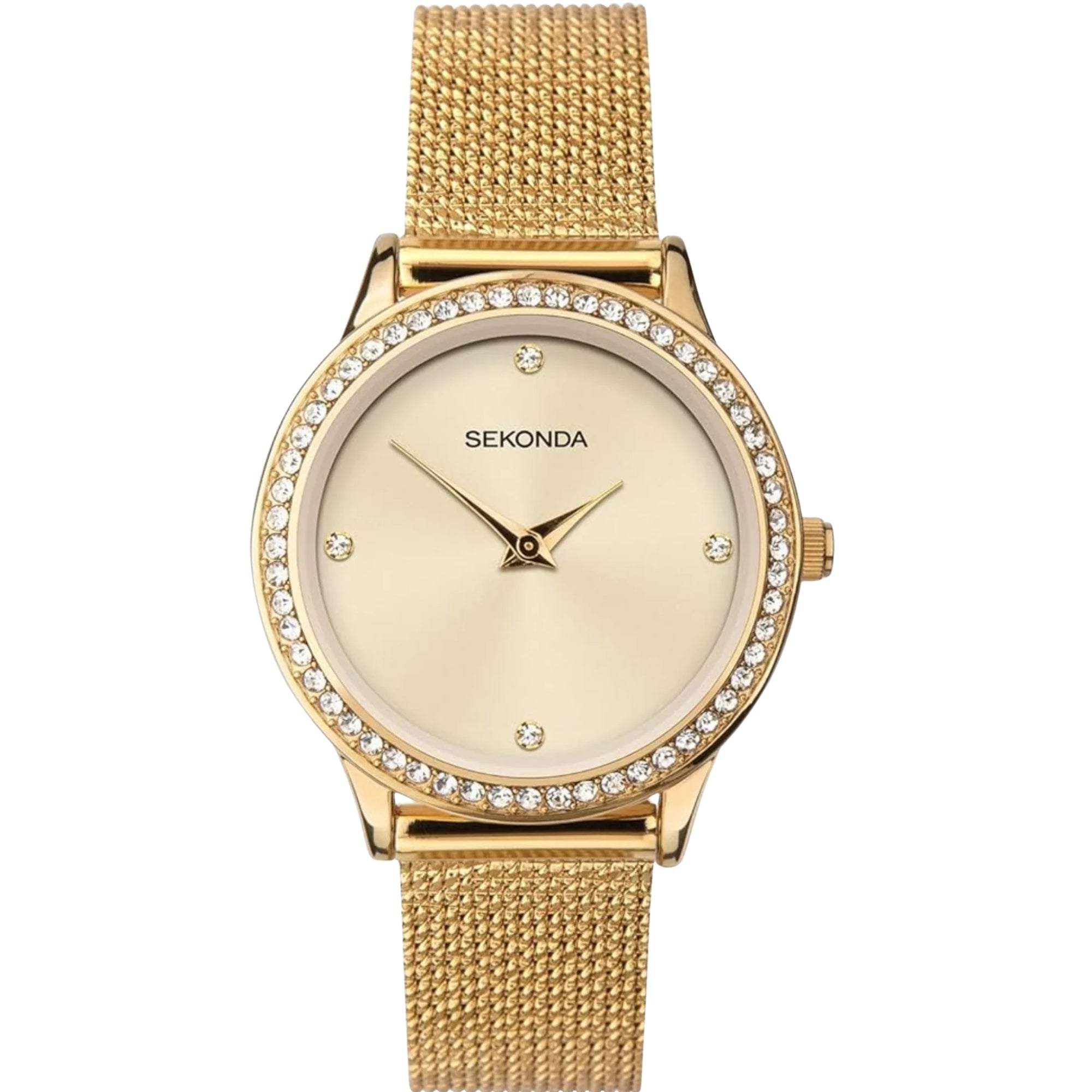 Sekonda Classic Quarz Gold Zifferblatt Gold PVD Edelstahl Armband Damen Uhr 40083