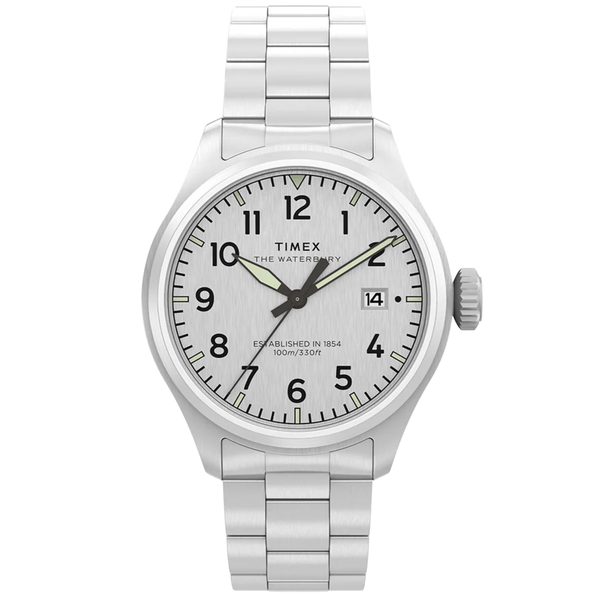 Timex Waterbury 41mm Silver Dial Steel Mens Quartz Watch TW2Y18800