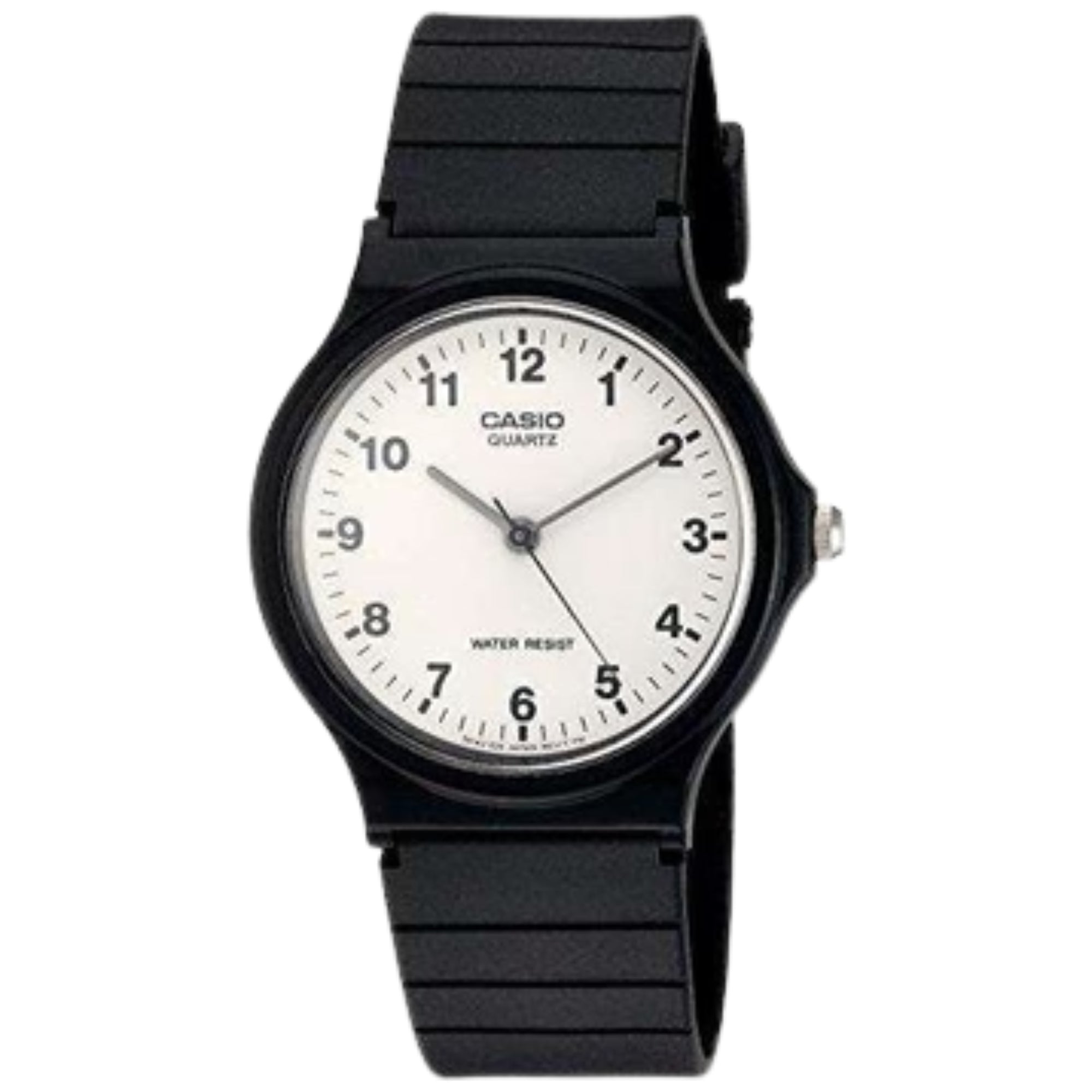 Casio Men's MQ24/7B Quartz Watch with White Dial Analogue Display and Black Resin Strap