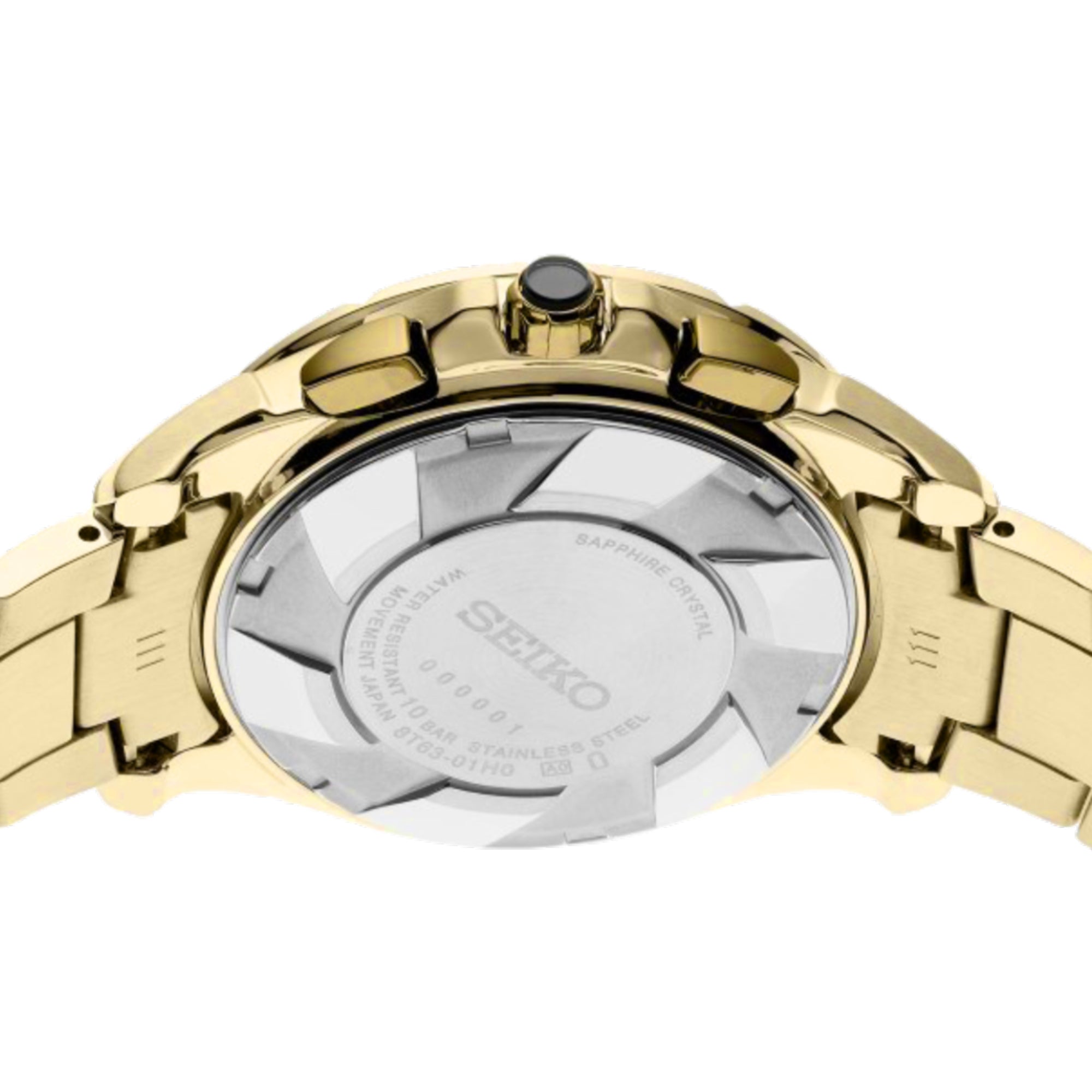 Seiko Coutura Quartz Chronograph Black Dial Gold-Tone Steel Strap Men's Watch SSB438P1