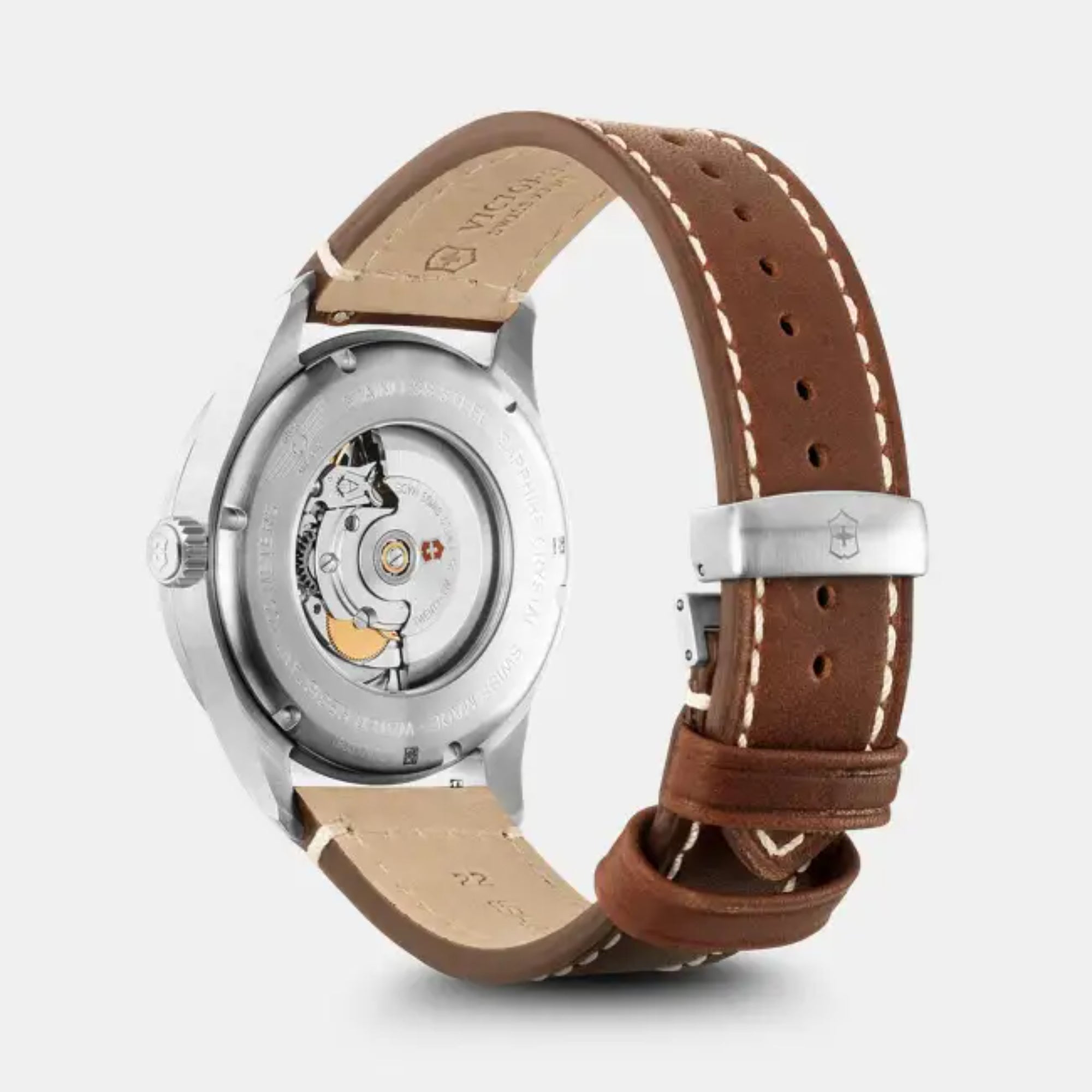 Victorinox Swiss Army Airboss Mechanical Blue Dial Brown Leather Strap Men's Watch 241887