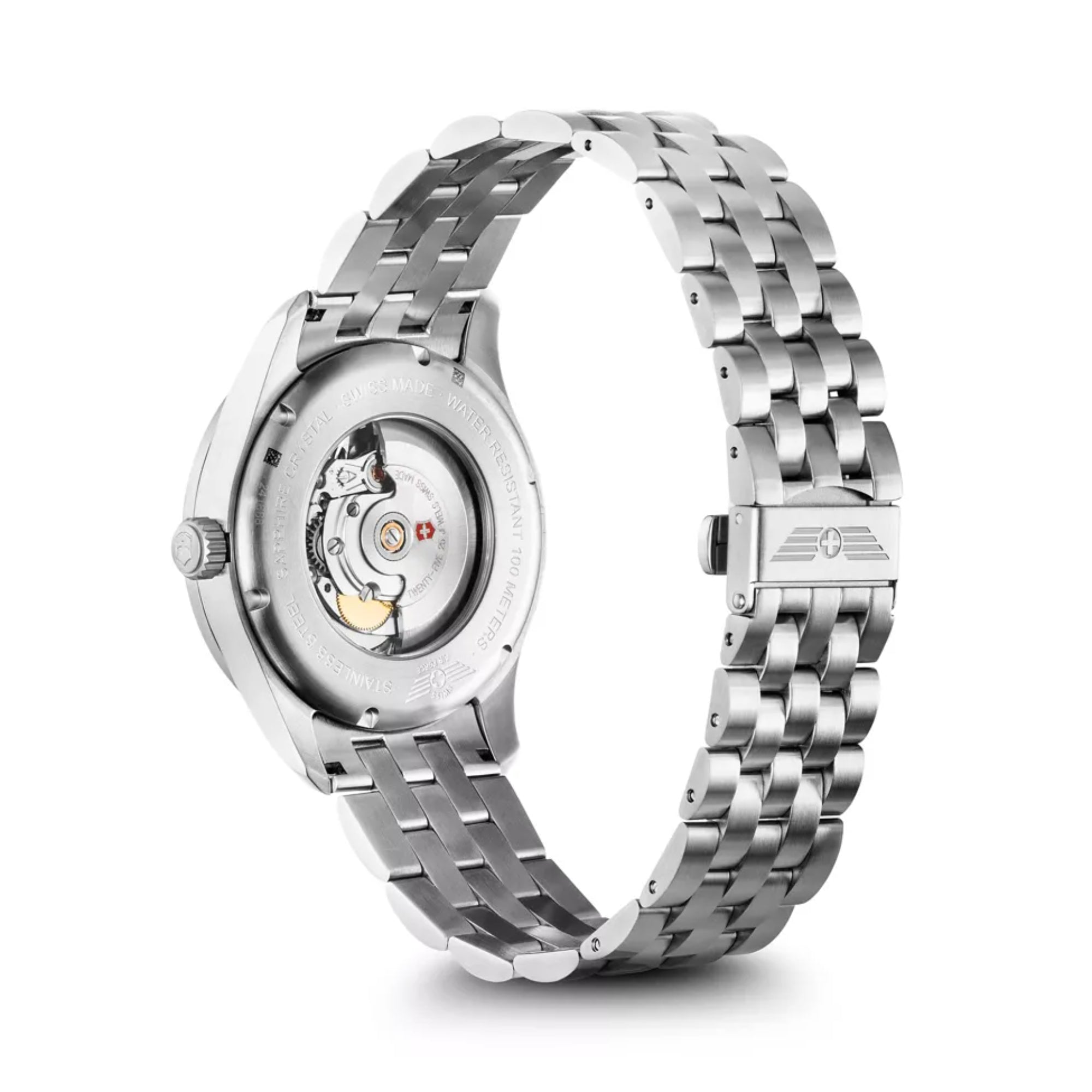Victorinox Swiss Army Airboss Mechanical Black Dial Stainless Steel Bracelet Men's Watch 241888