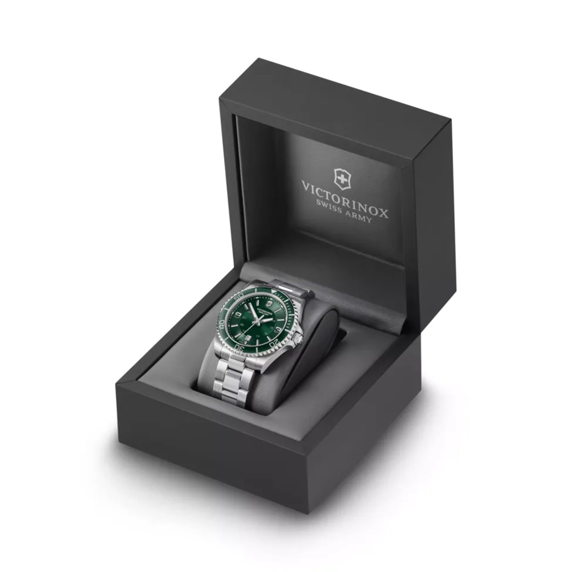 Victorinox Maverick Green Dial Silver Steel Bracelet Men's Watch 241934