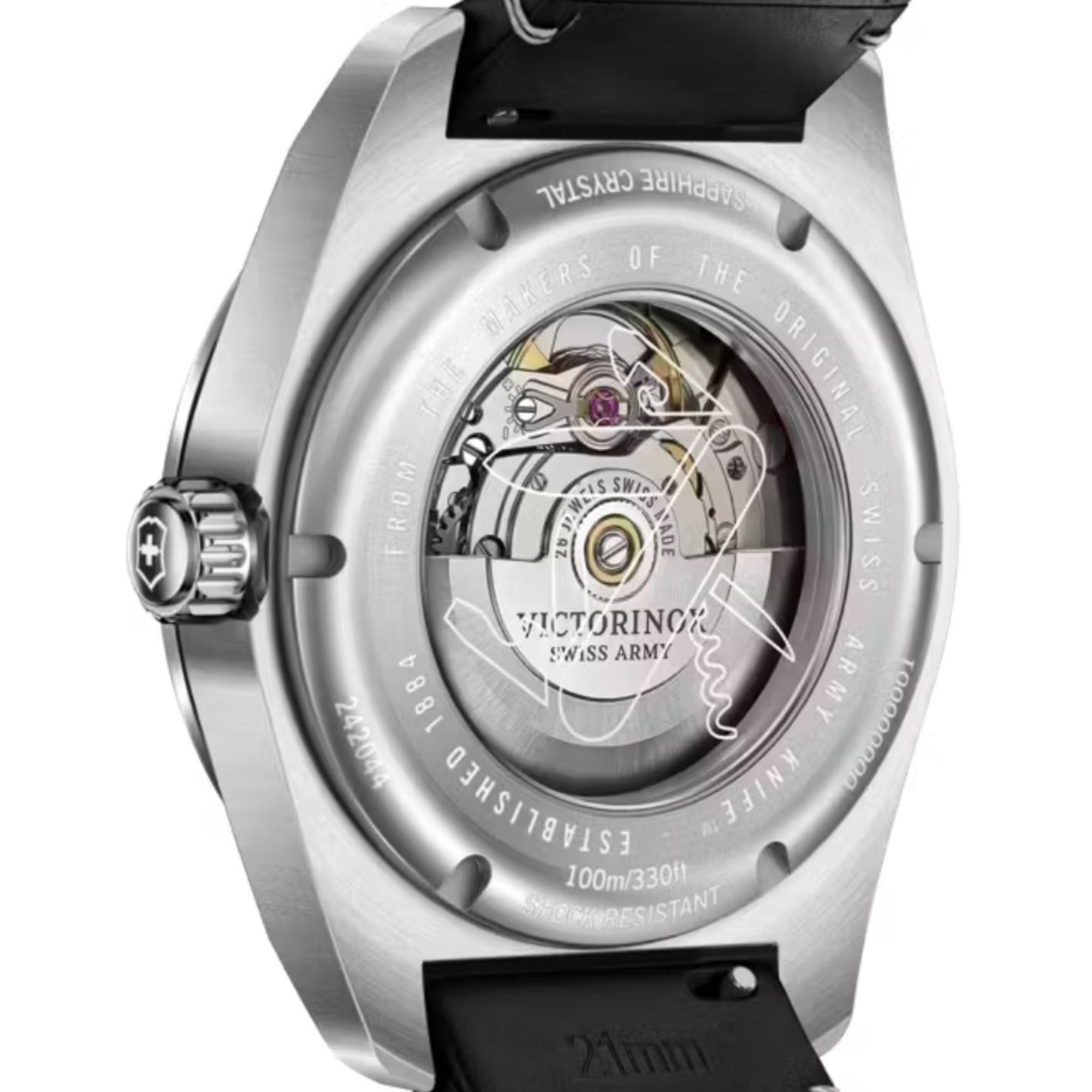 Victorinox Swiss Army Automatic Black Dial Leather Strap Men's Watch 242044