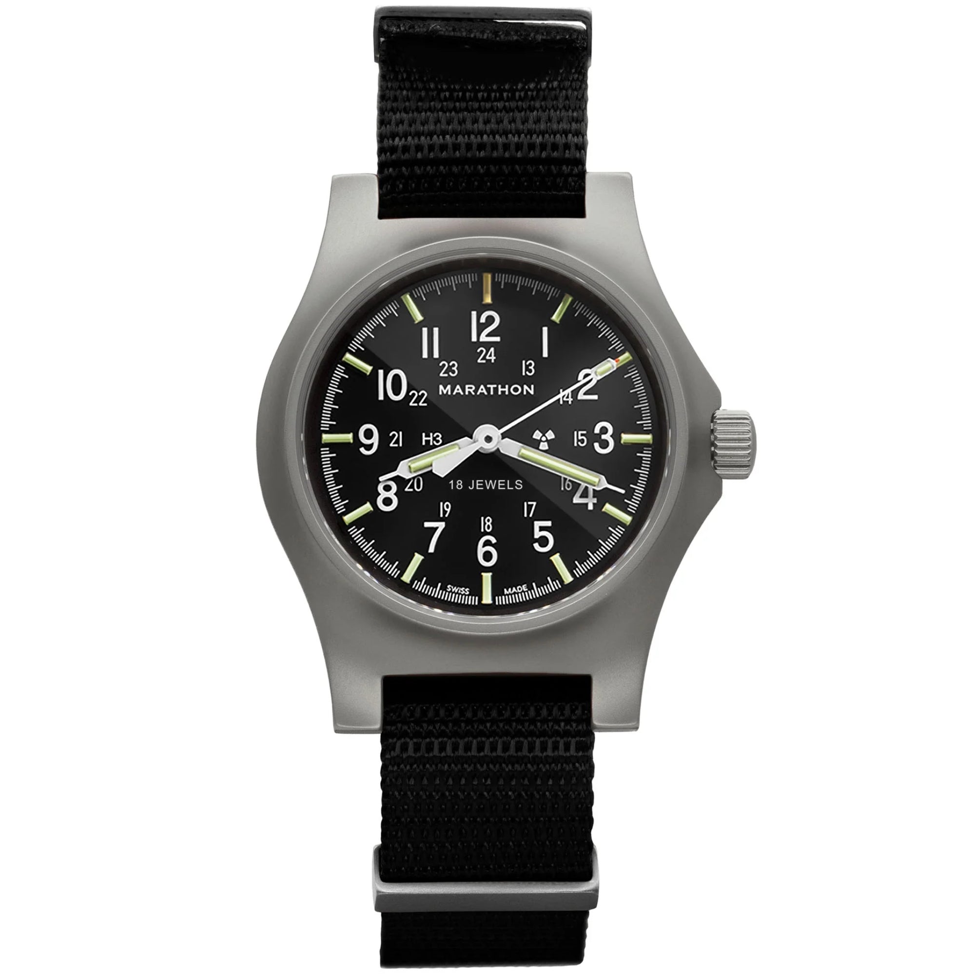 Marathon General Purpose Field 36mm Black Dial Nylon Mens Manual-Wind Watch WW194003SS-0108