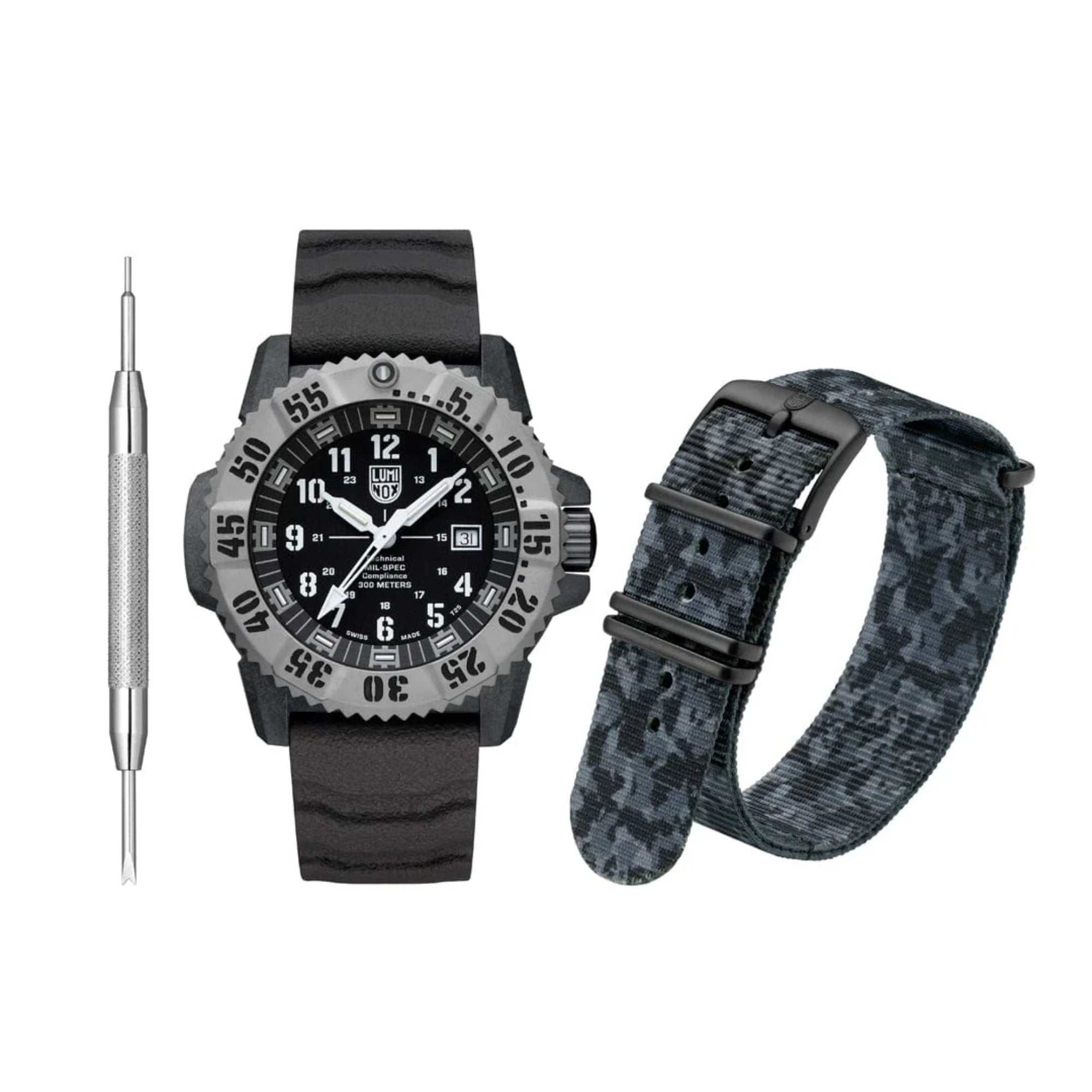 Luminox MIL-SPEC Inspired 3350 Series Black Dial Nitrile Rubber Strap Men's Military Watch Set XL.3351.1.SET