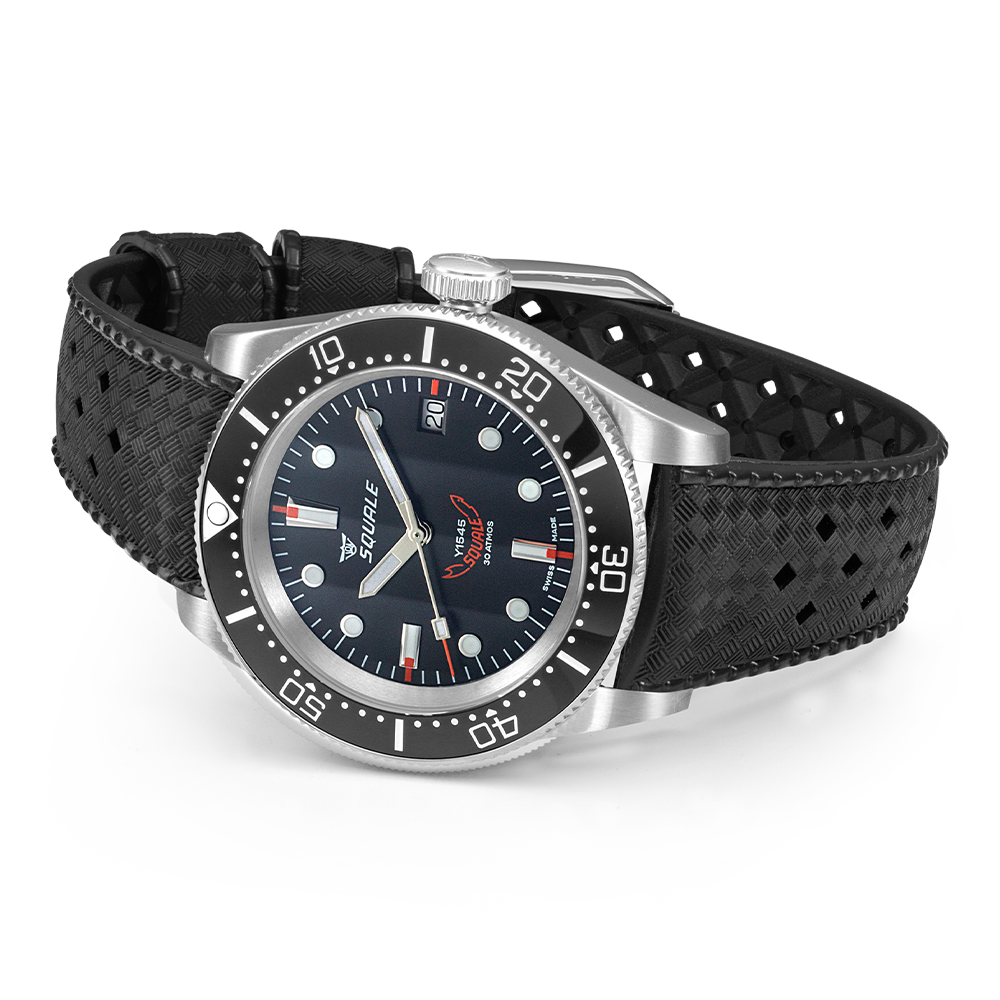 Squale 1545 Automatic Black Dial Black Rubber Strap Men’s Watch 1545BKBKC.HT
