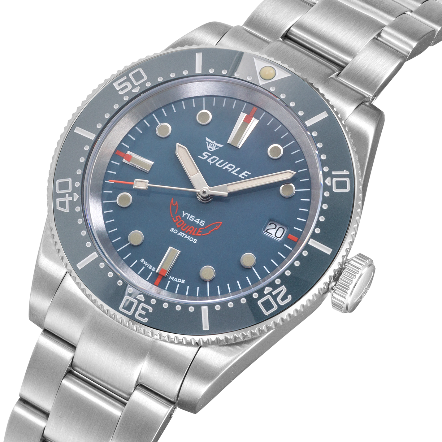 Squale 1545 Automatic Grey Dial Steel Strap Men’s Watch 1545GG.AC