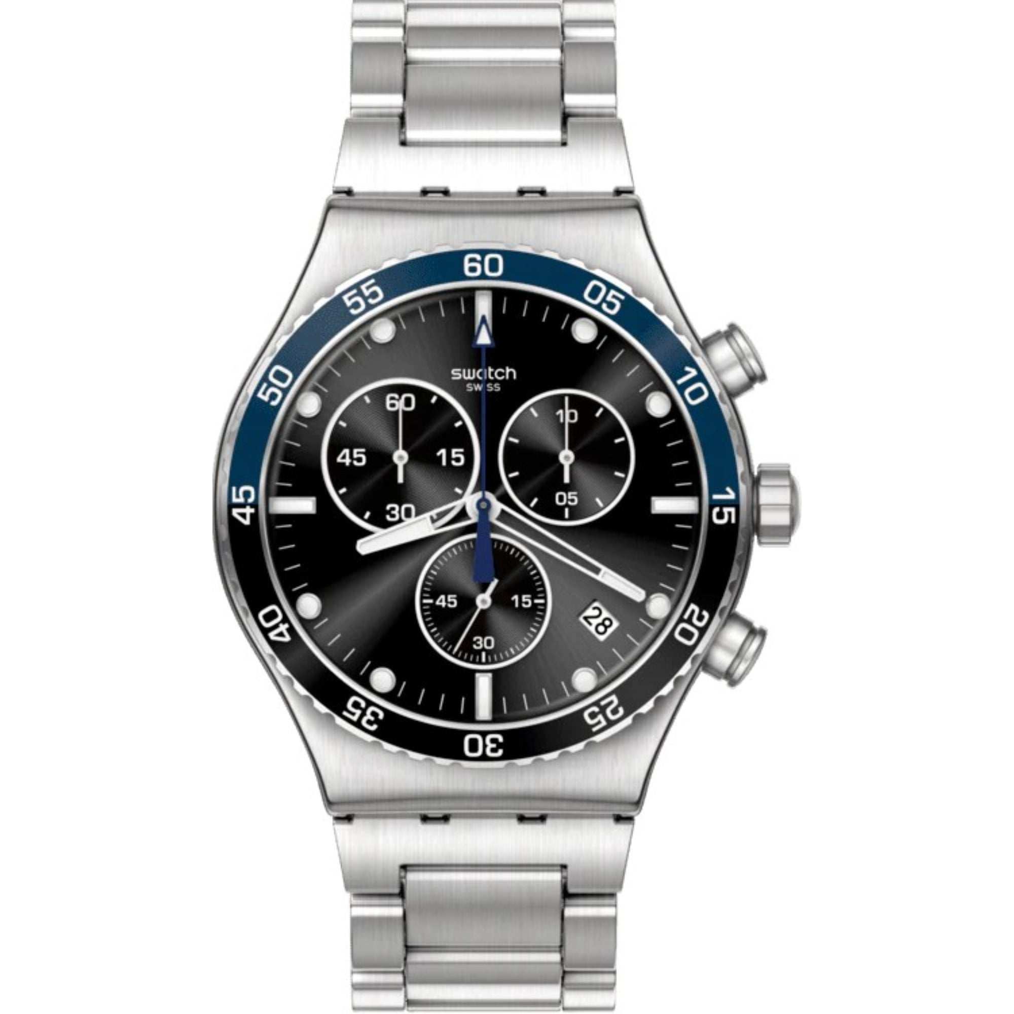 Swatch Dark Blue Irony Black Dial Quartz Unisex Bracelet Watch YVS507G