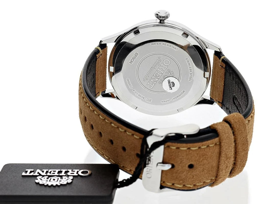 Orient Bambino Version 4 Classic Vintage Style Grey Dial Leather Strap Men’s Dress Watch TAC08003A0