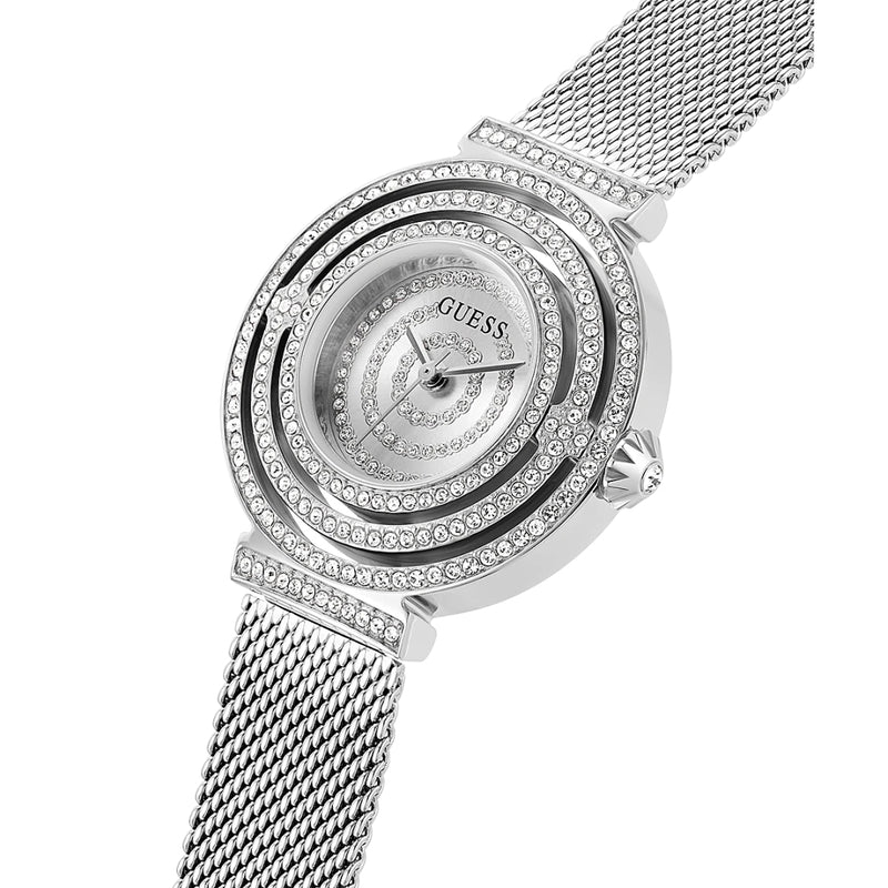 GUESS Dream Silver Crystal Dial Steel Mesh Strap Women's Watch GW0550L1