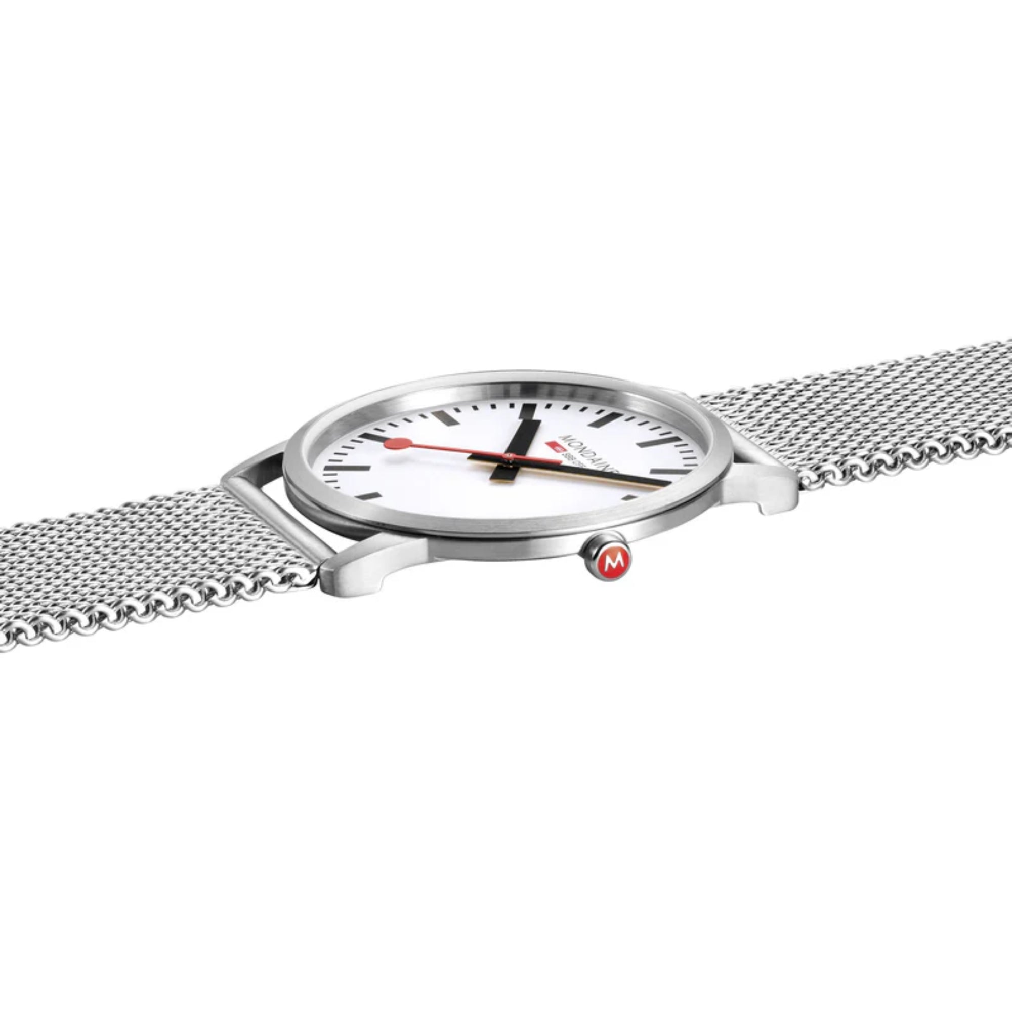 Mondaine Simply Elegant Quartz White Dial Stainless Steel Milanese Bracelet Men's Watch A638.30350.16SBZ
